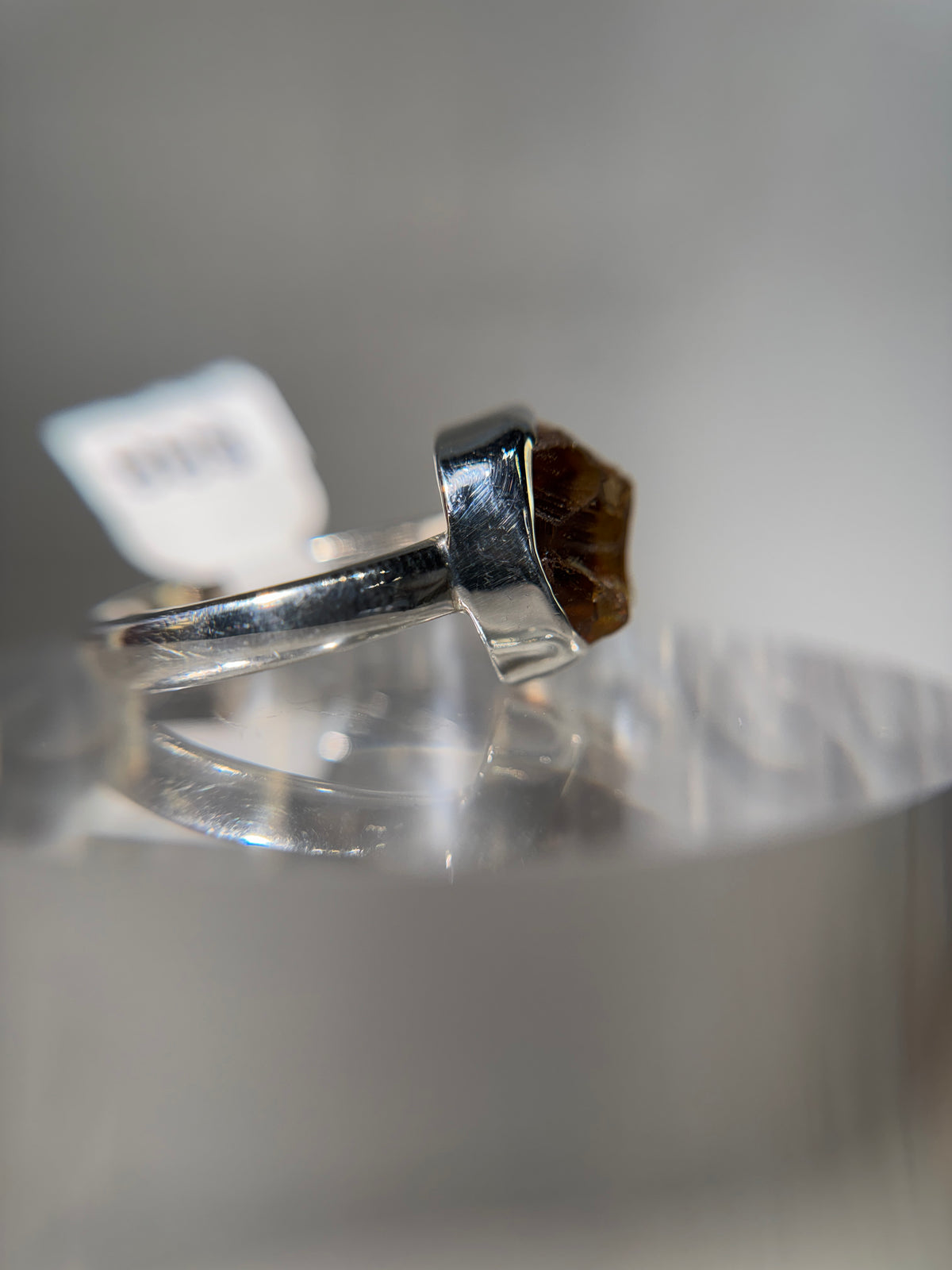 Raw Cognac Quartz Sterling Silver Ring Size 8
