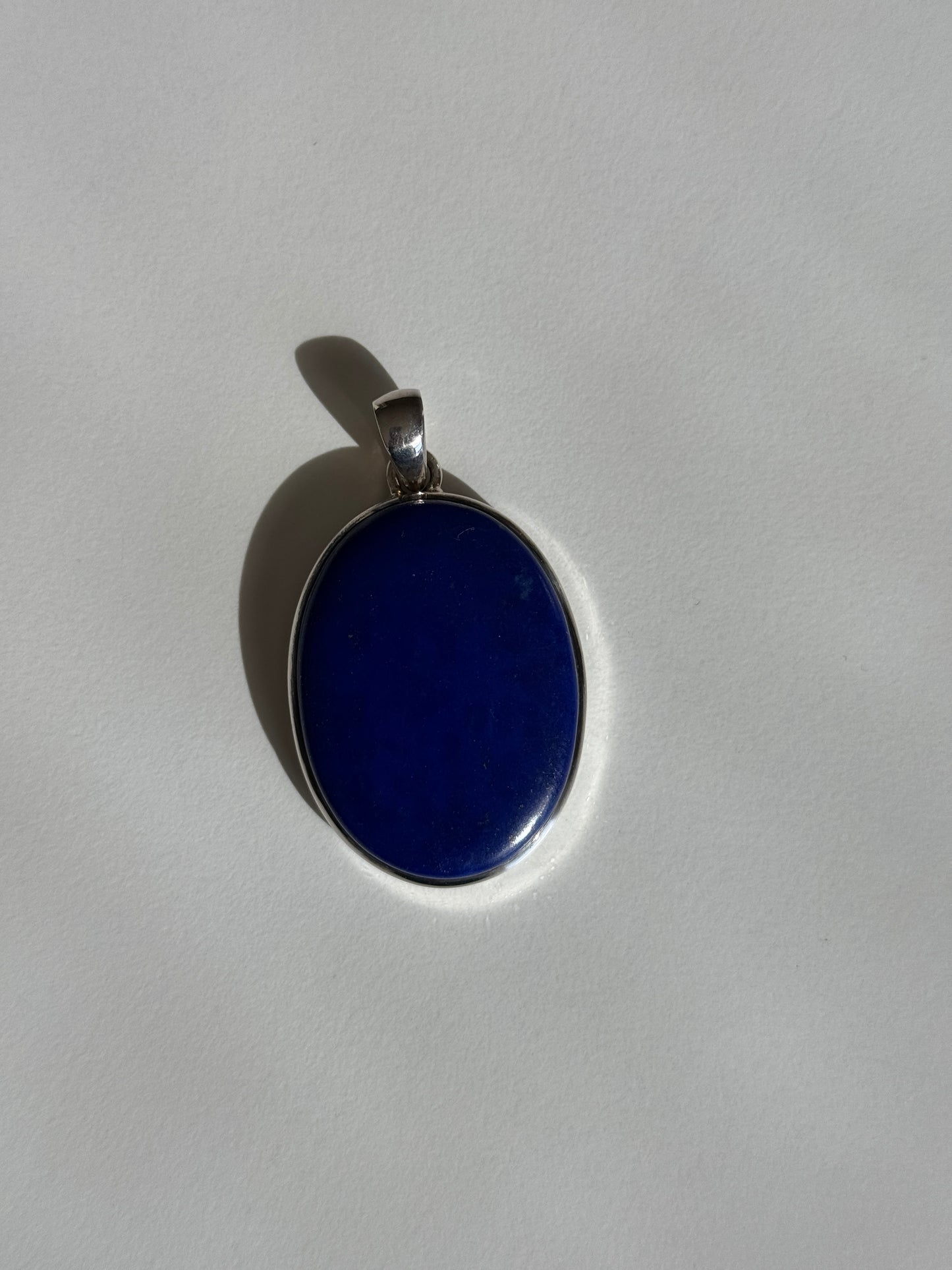 Large Oval Lapis Lazuli Necklace Pendant - Sterling Silver .925