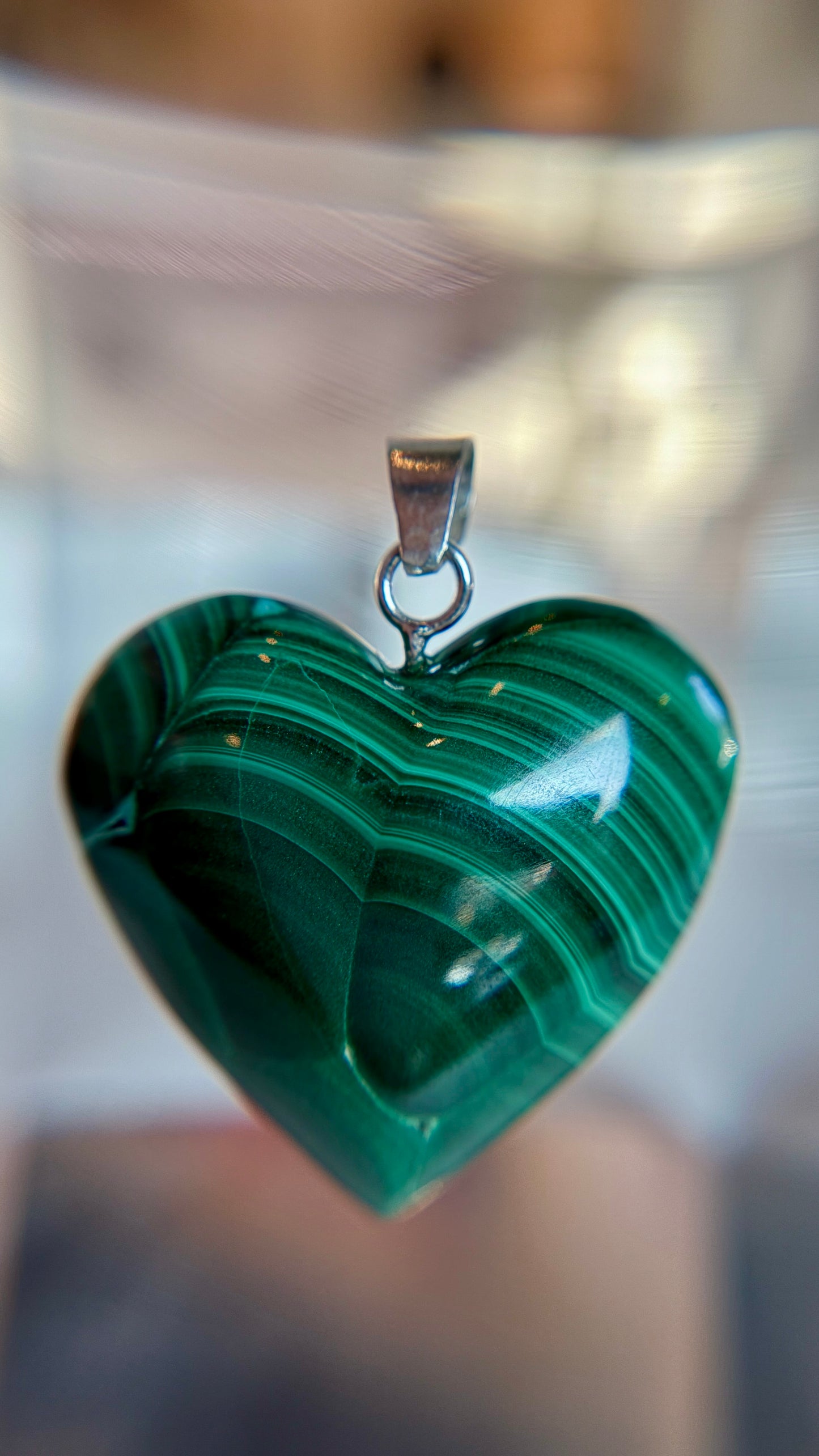 Large Malachite Hearts from Mexico with Sterling Silver Hardware