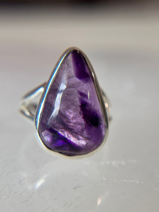 Star Amethyst Ring Size 6 Sterling Silver