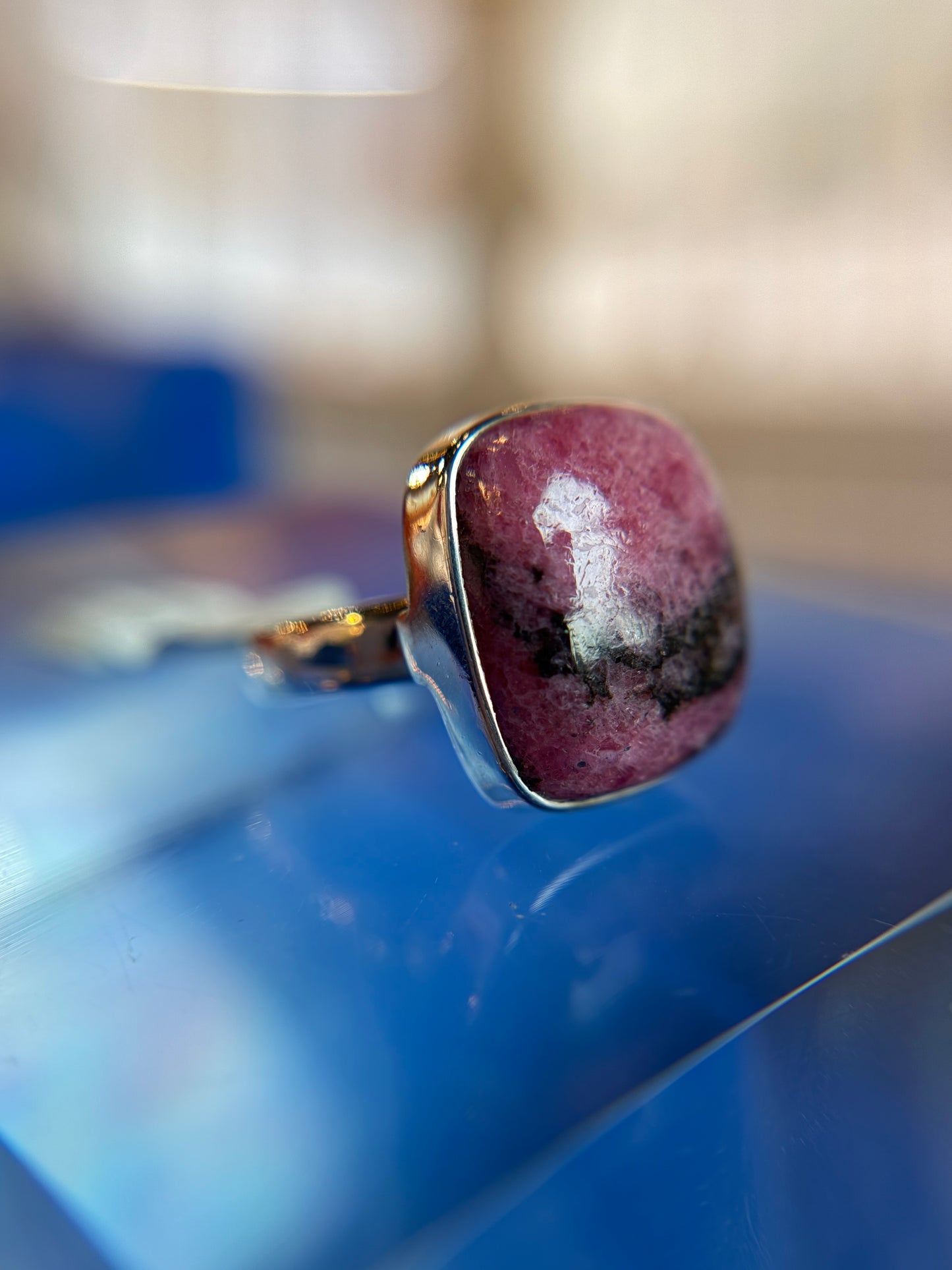 Rhodonite Ring Size 6 Sterling Silver