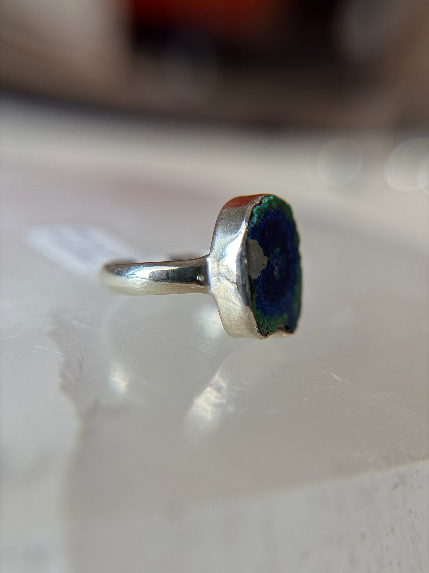 Blueberry Azurite Ring Size 7 Sterling Silver