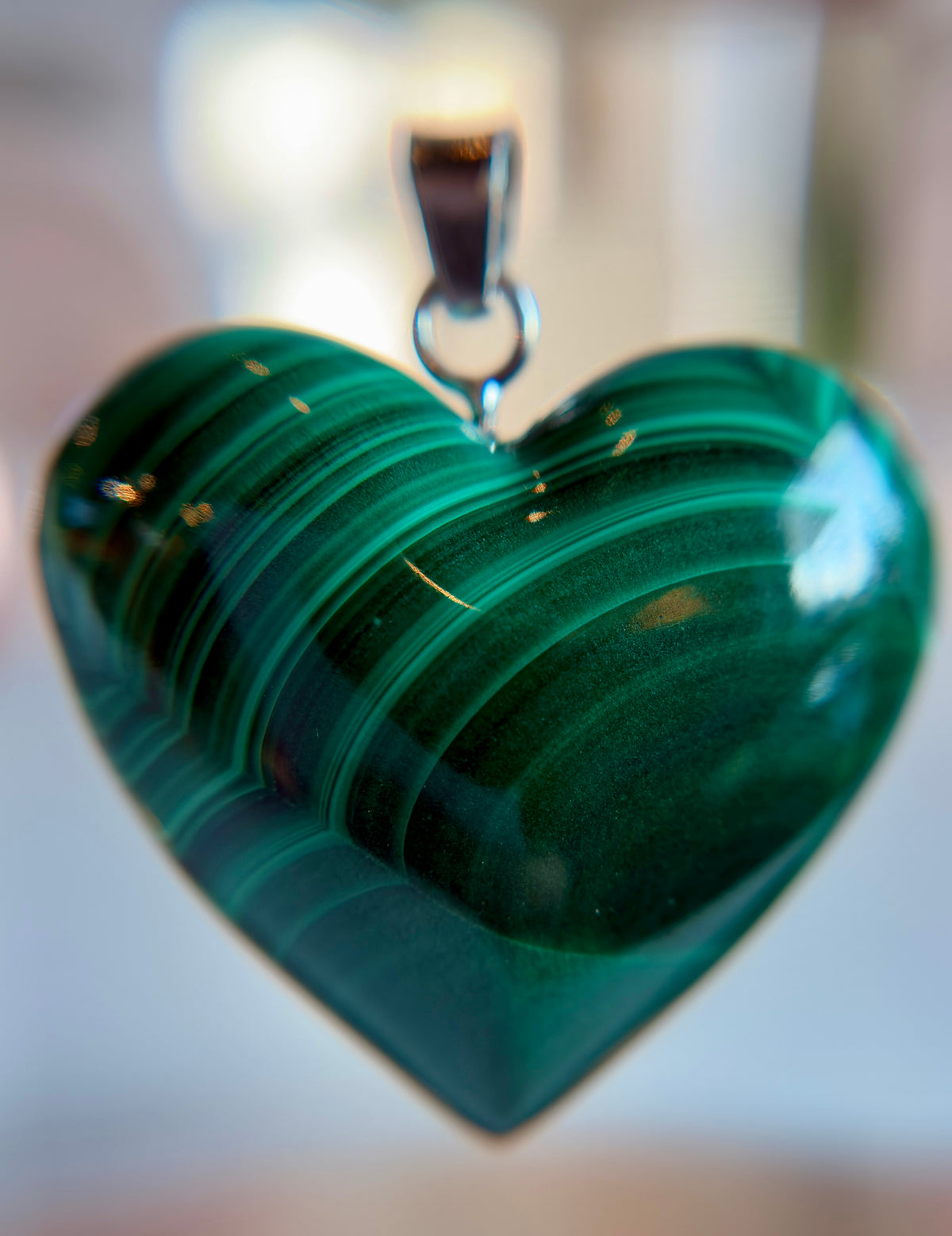 Large Malachite Hearts from Mexico with Sterling Silver Hardware