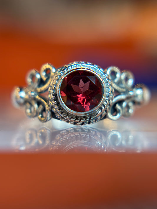 Garnet Ring Sterling Silver