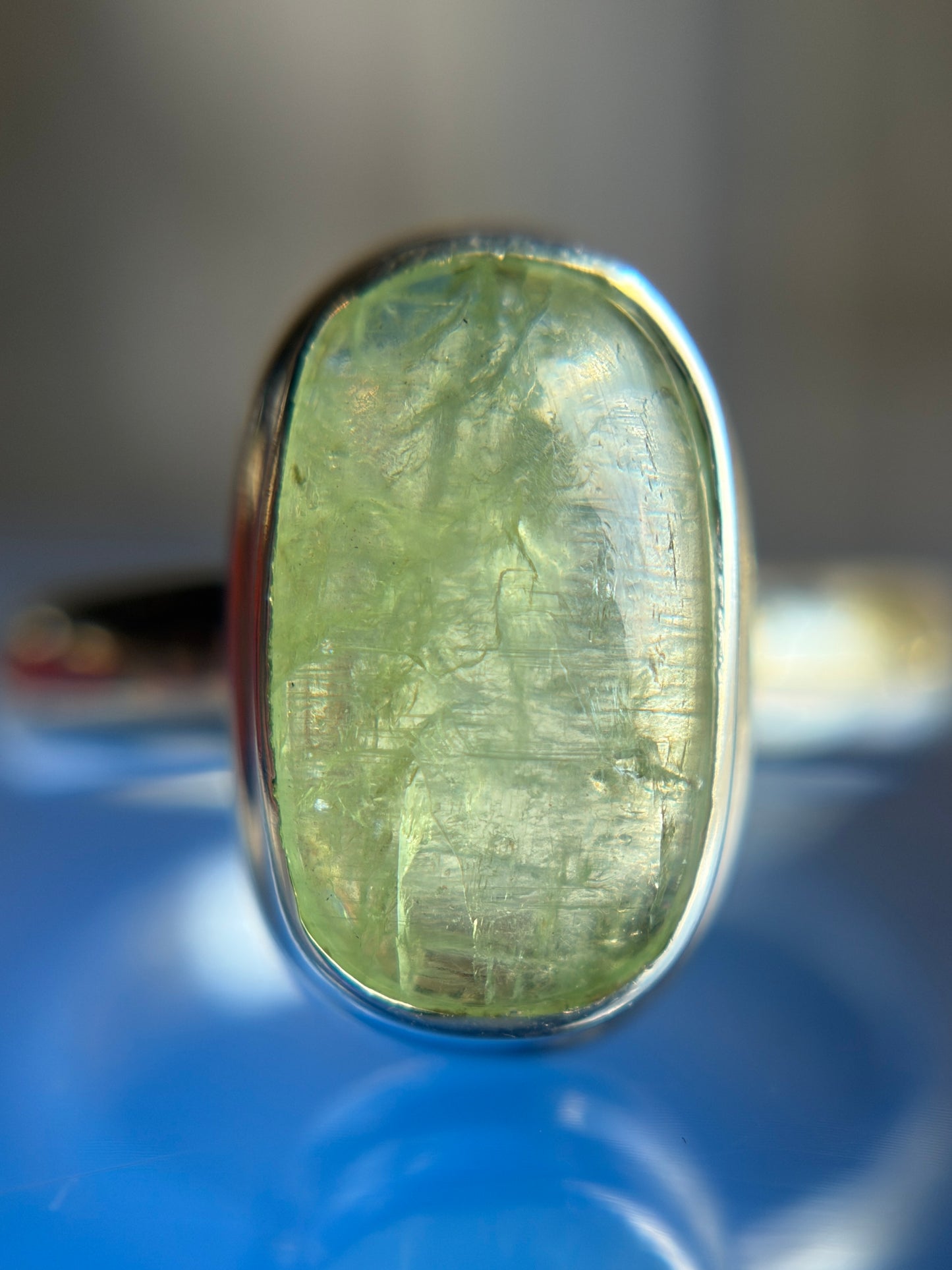 Green Kyanite Ring Size 5 Sterling Silver