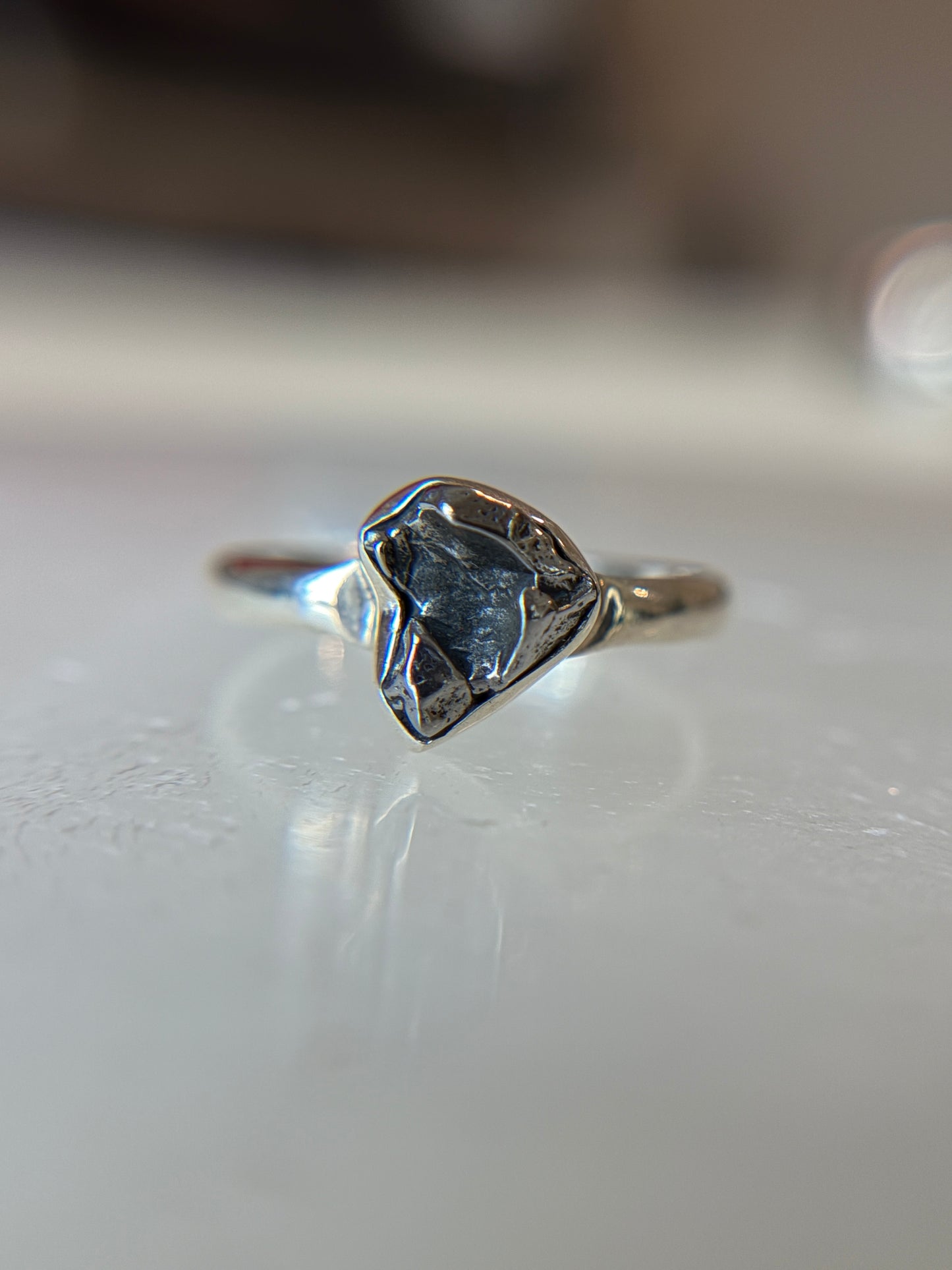 Meteorite from Argentina Sterling Silver Ring Size 10