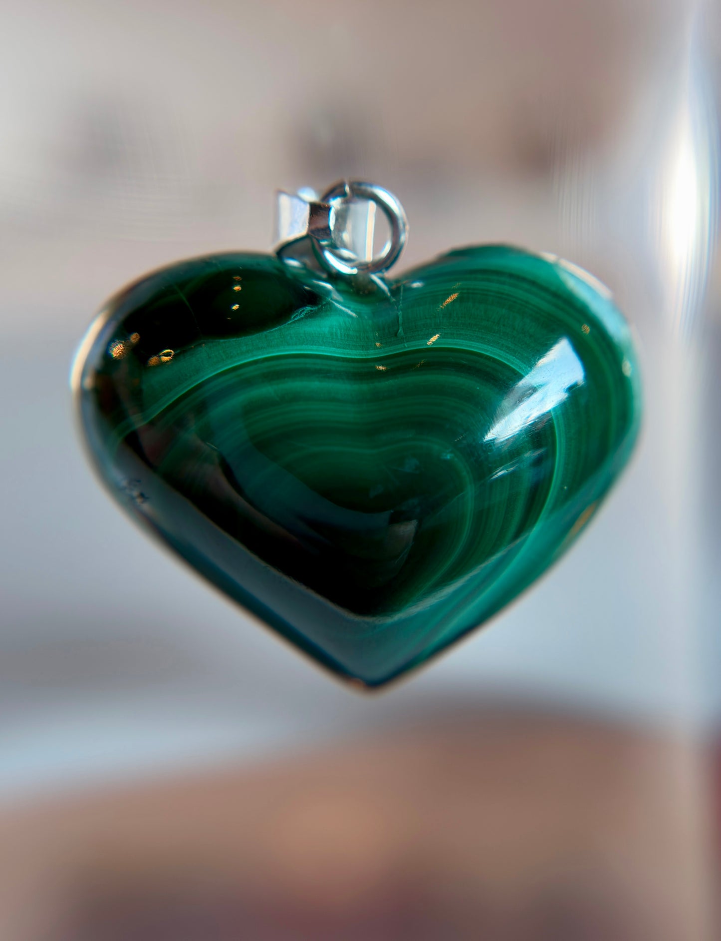 Large Malachite Hearts from Mexico with Sterling Silver Hardware