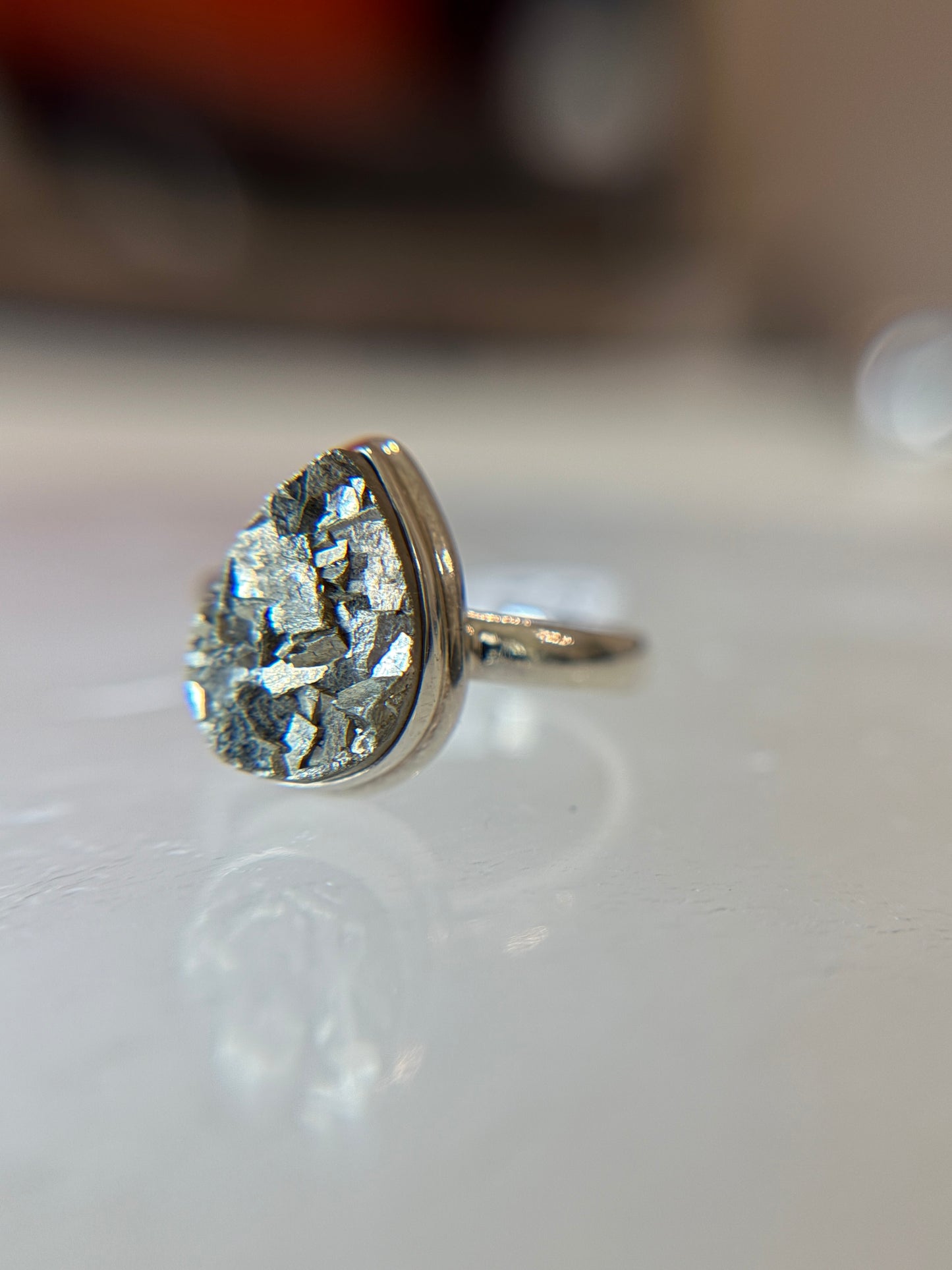 Sterling Silver Pyrite Ring size 9