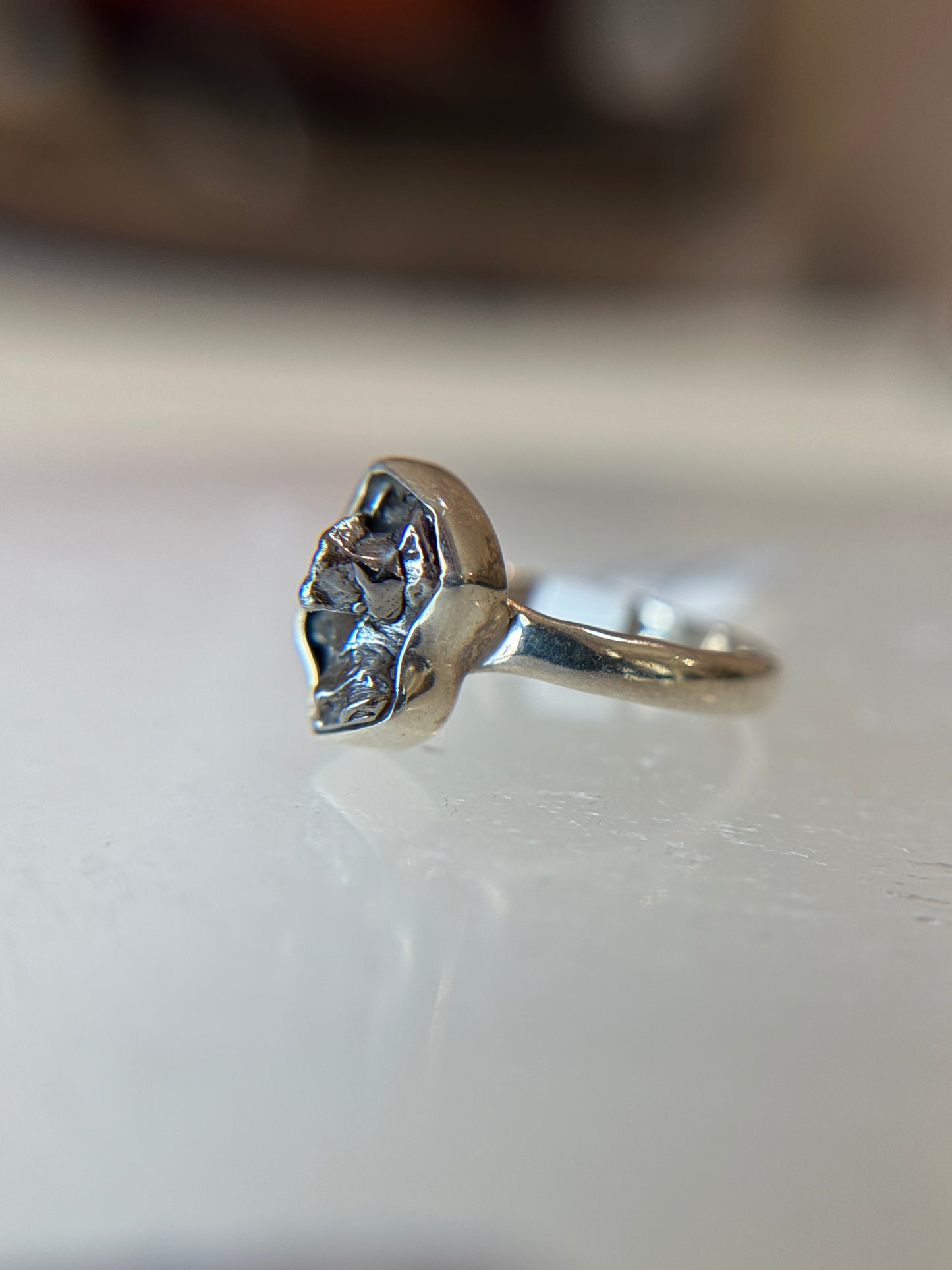 Meteorite from Argentina Sterling Silver Ring Size 9