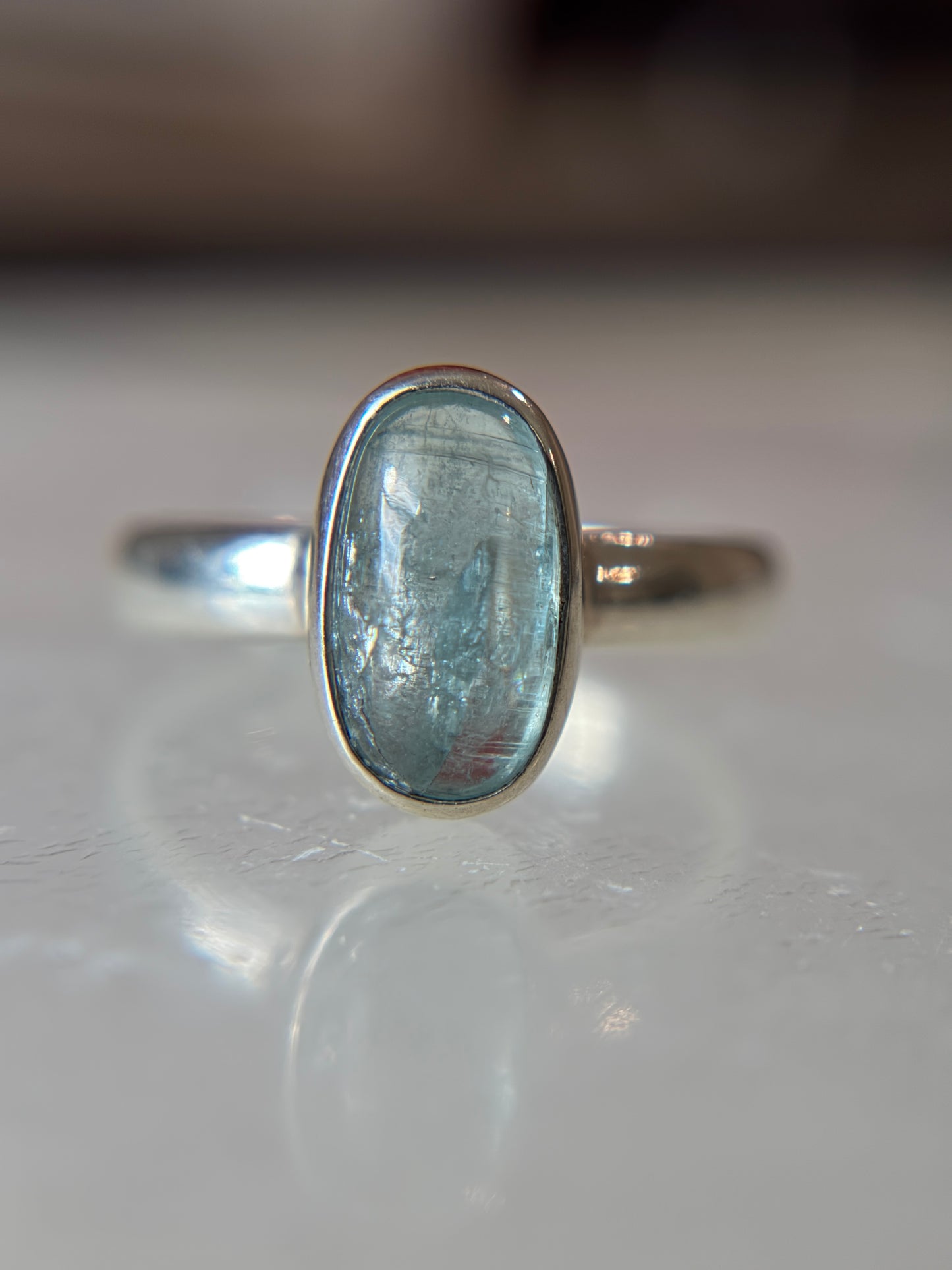 Aqua Kyanite Ring Size 6 Sterling Silver