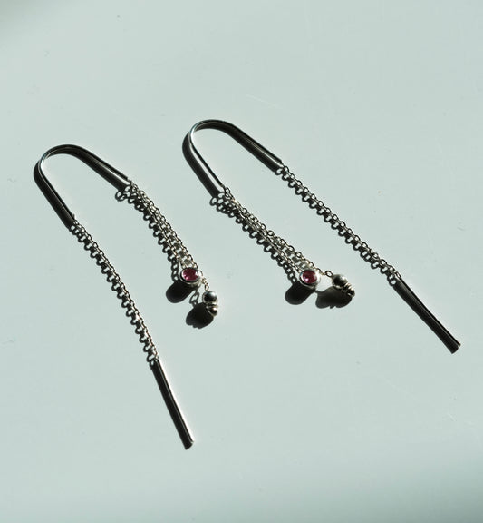 Ruby Sterling Silver Earrings