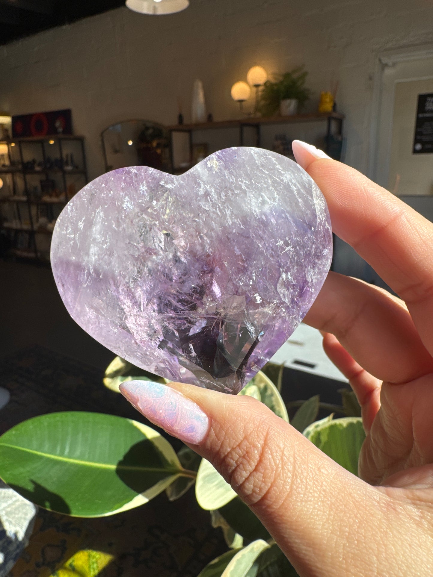 Faceted Chevron Amethyst Heart #2