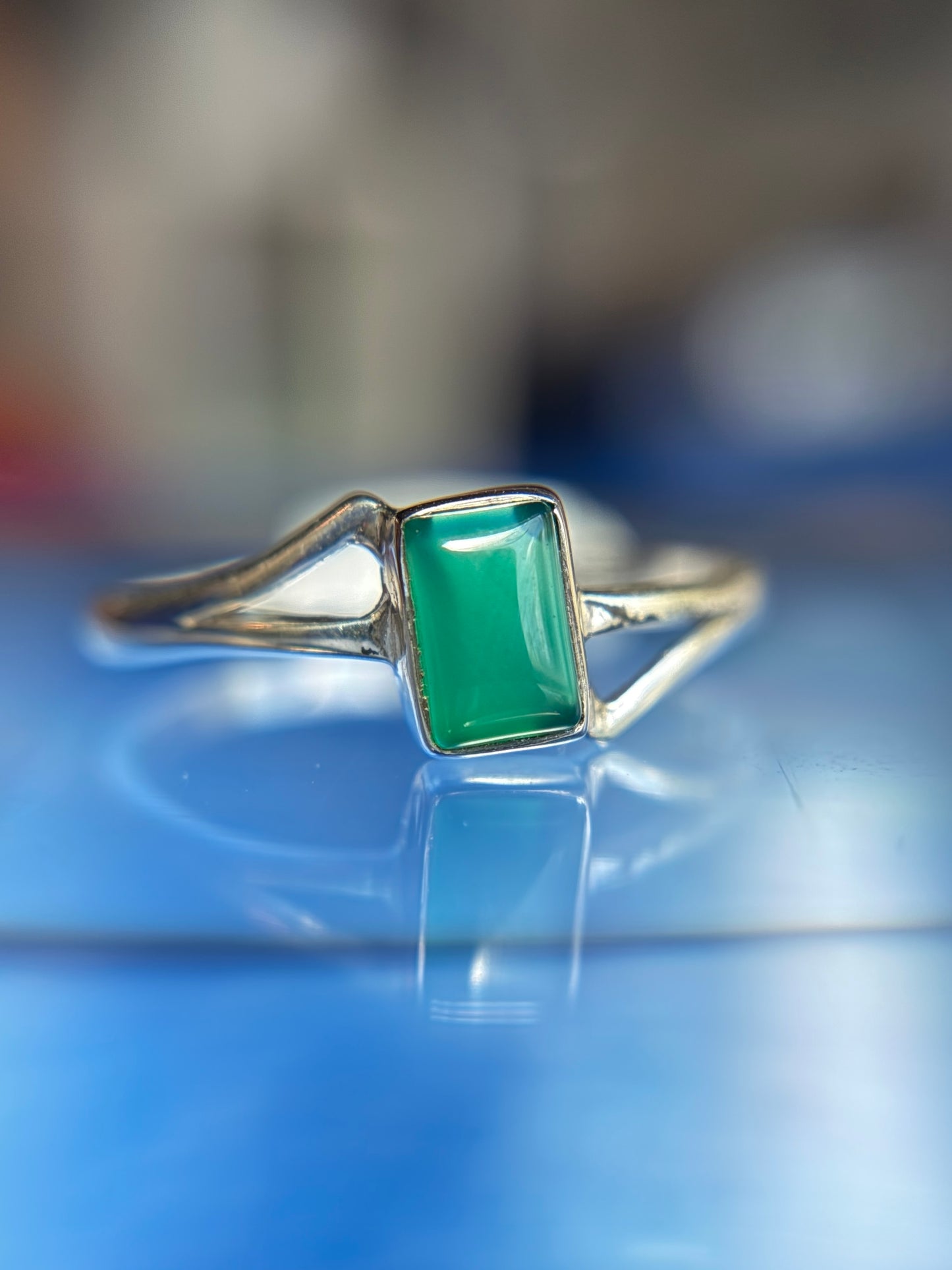 Green Onyx Ring Sterling Silver