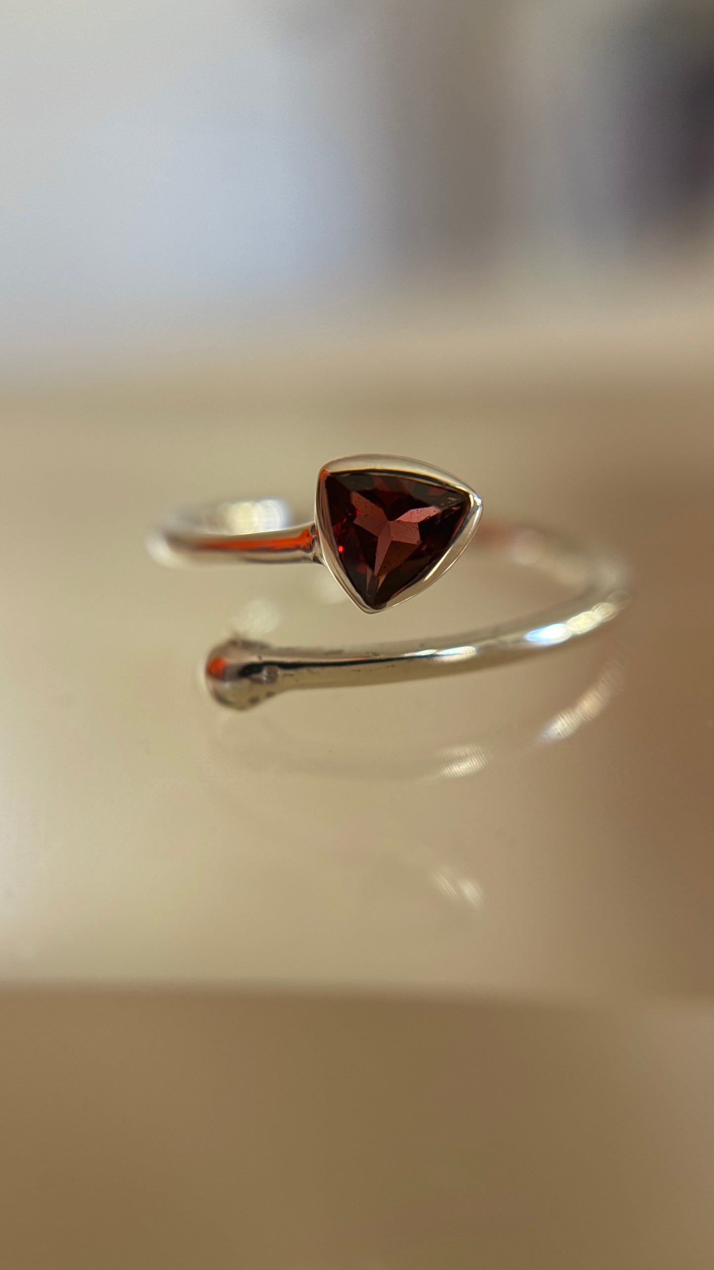Garnet Ring Adjustable Size 6-8