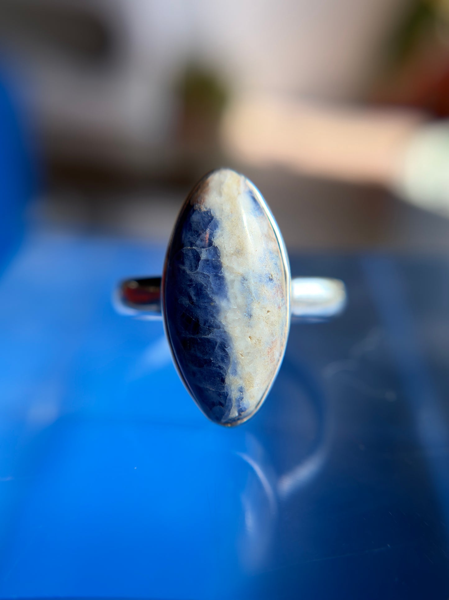Sodalite Ring Size 12 Sterling Silver