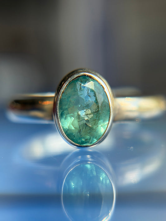 Blue Apatite Ring Size 6 Sterling Silver