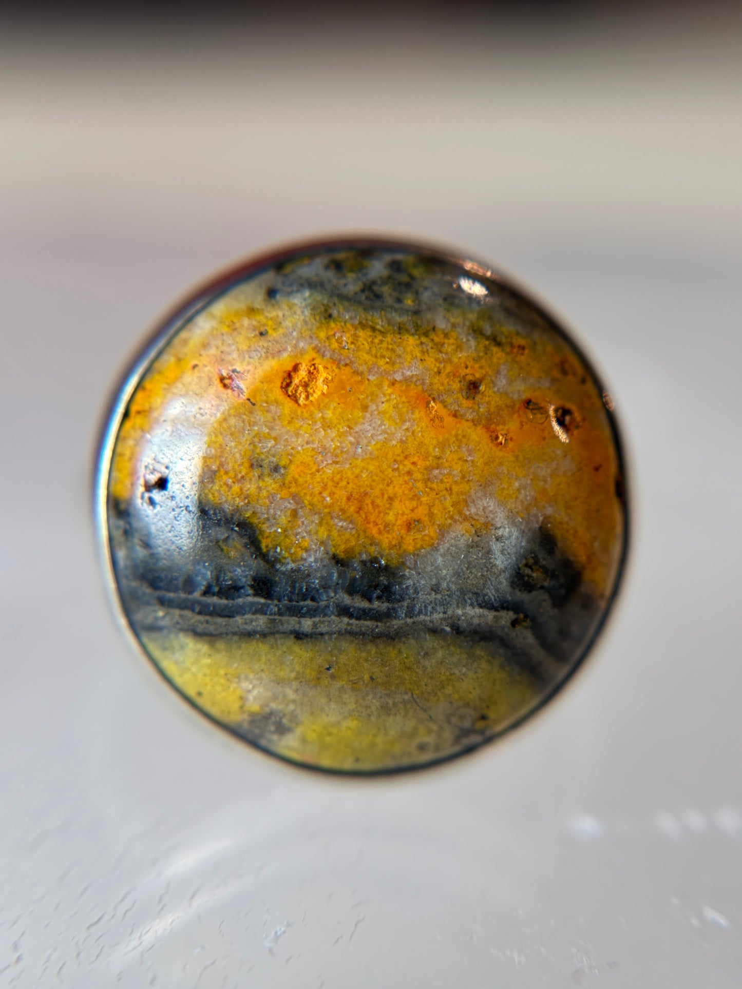 Bumblebee Jasper Ring Size 9 Sterling Silver