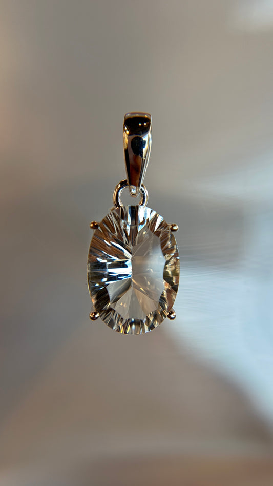 Faceted Clear Quartz Necklace Pendant
