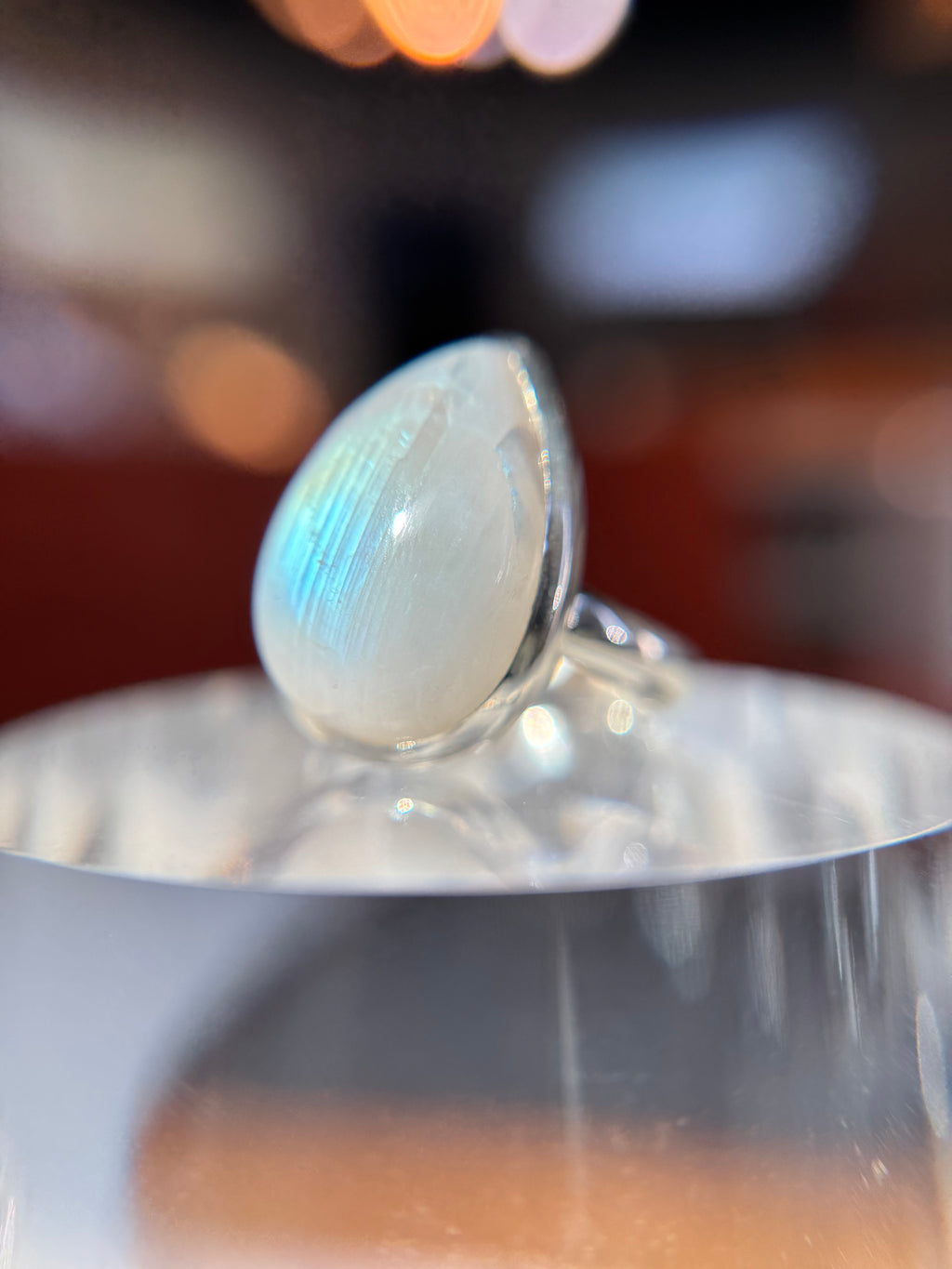 Blue Flash Moonstone Ring Size 9