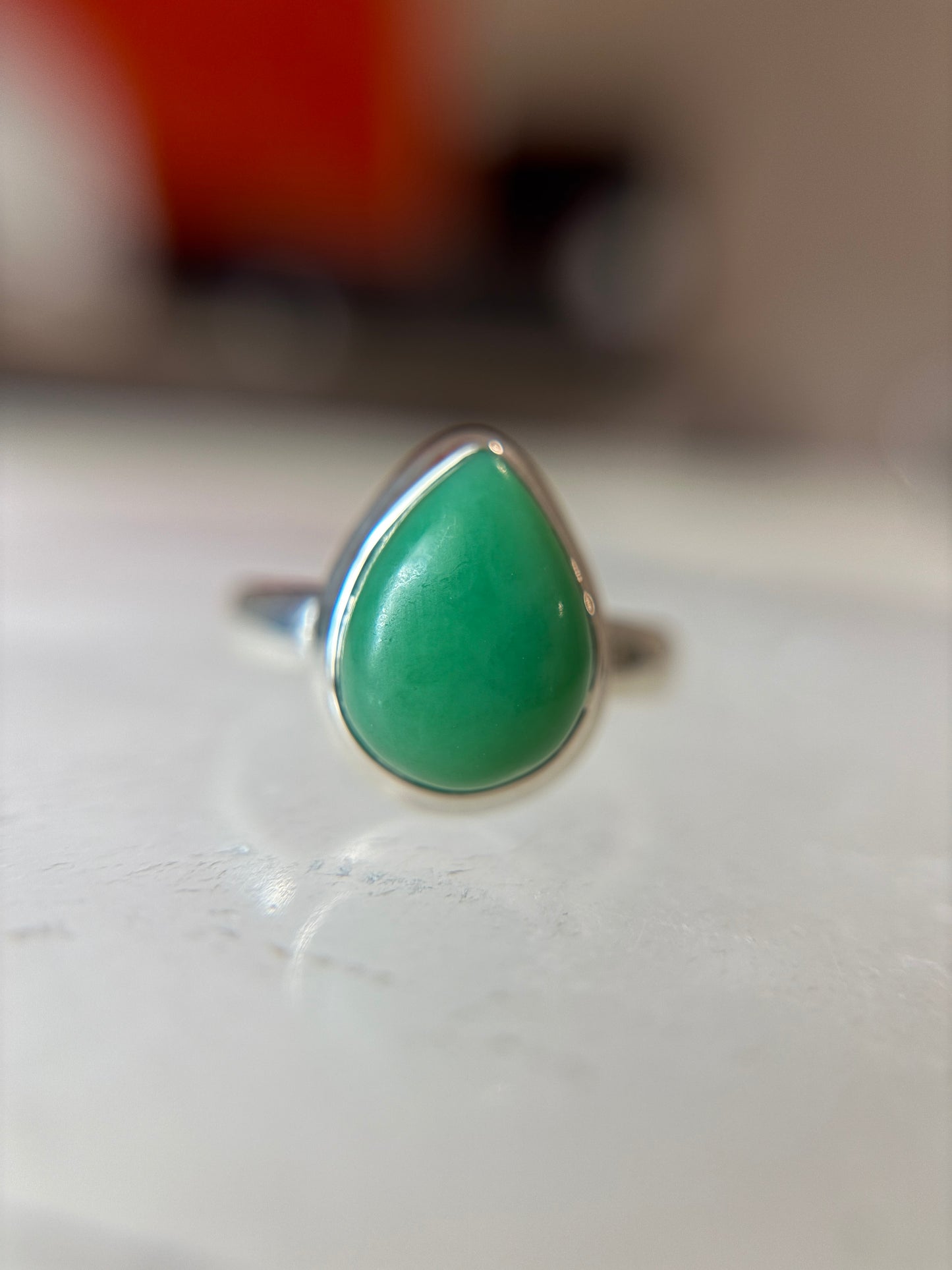 Chrysoprase Ring Size 9 Sterling Silver
