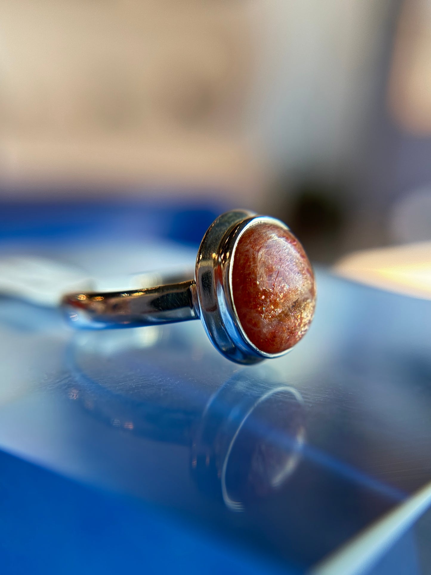 Sunstone Ring Size 8 Sterling Silver
