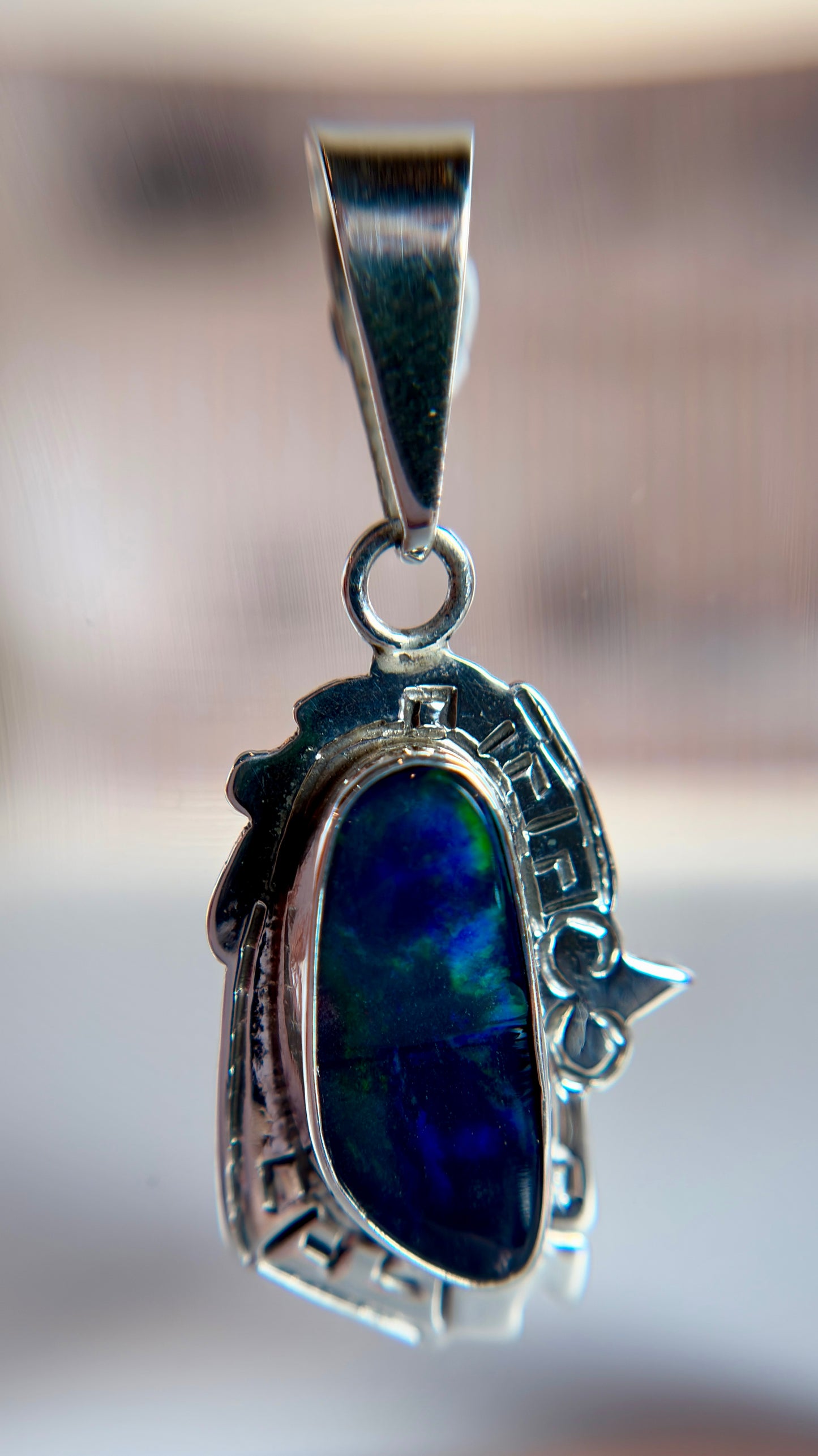 Black Opal Necklace Pendant - .925 Sterling Silver