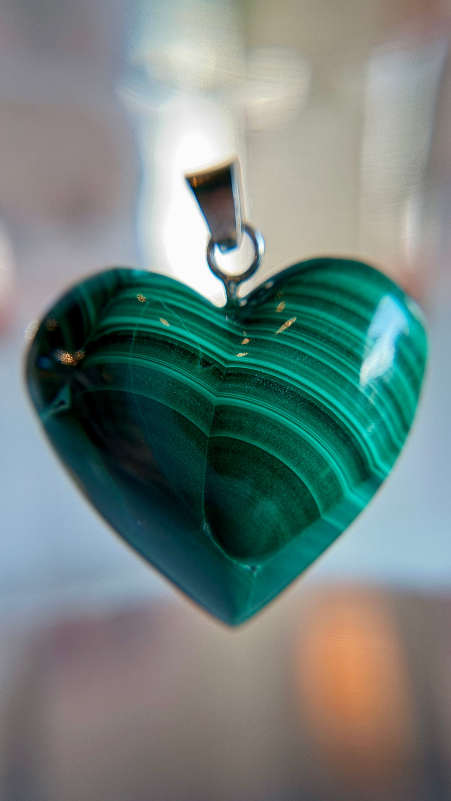 Large Malachite Hearts from Mexico with Sterling Silver Hardware