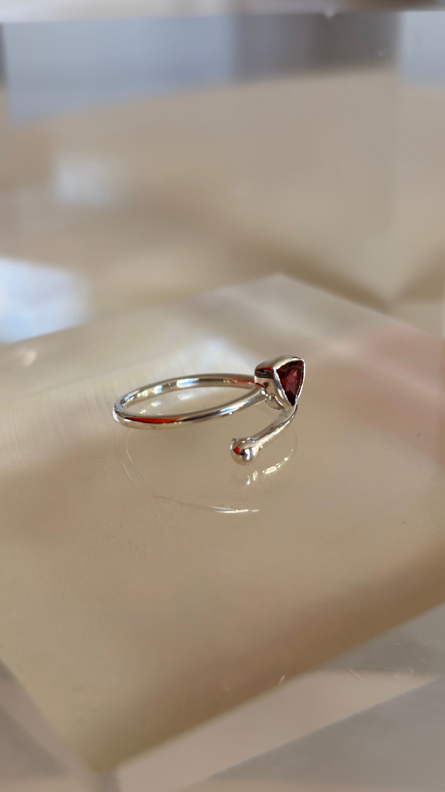 Garnet Ring Adjustable Size 6-8