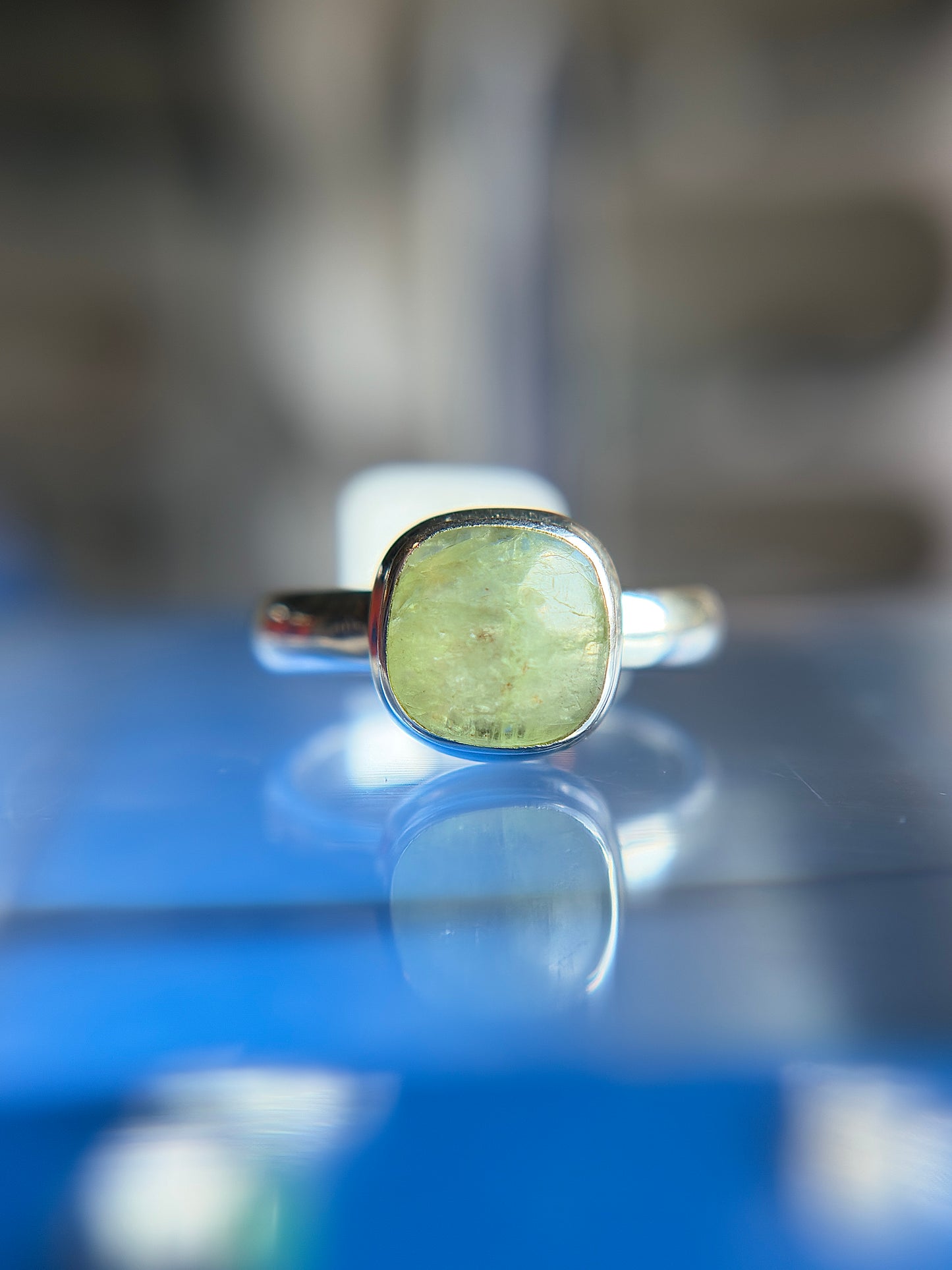 Green Kyanite Ring Size 6 Sterling Silver
