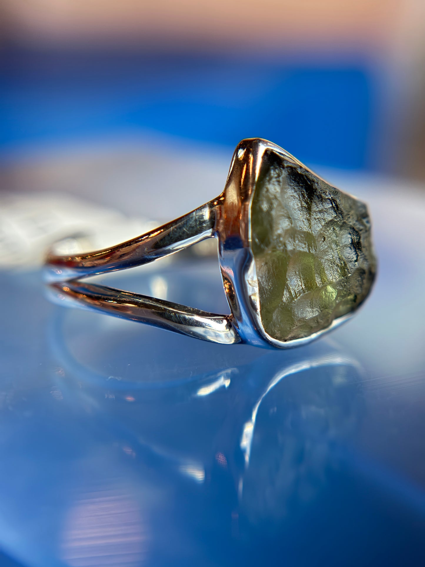 Moldavite Ring Size 5 Sterling Silver