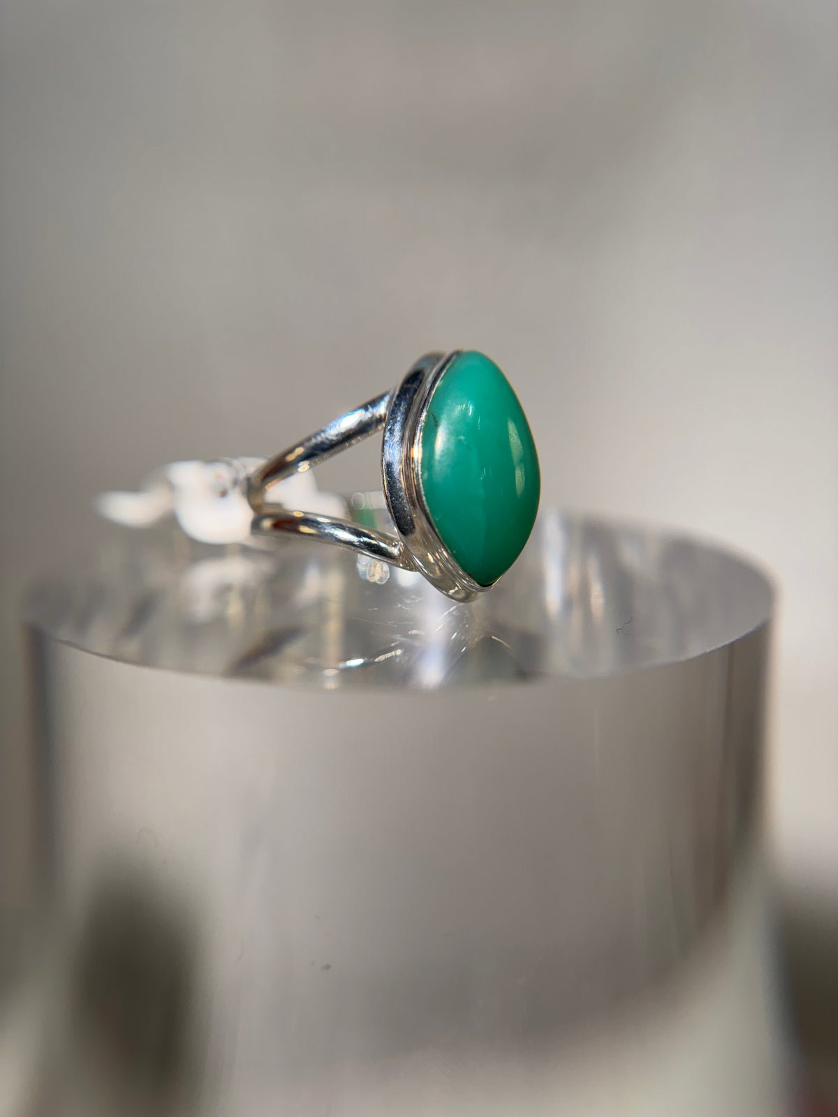 Chrysoprase Sterling Silver Ring Size 7.5