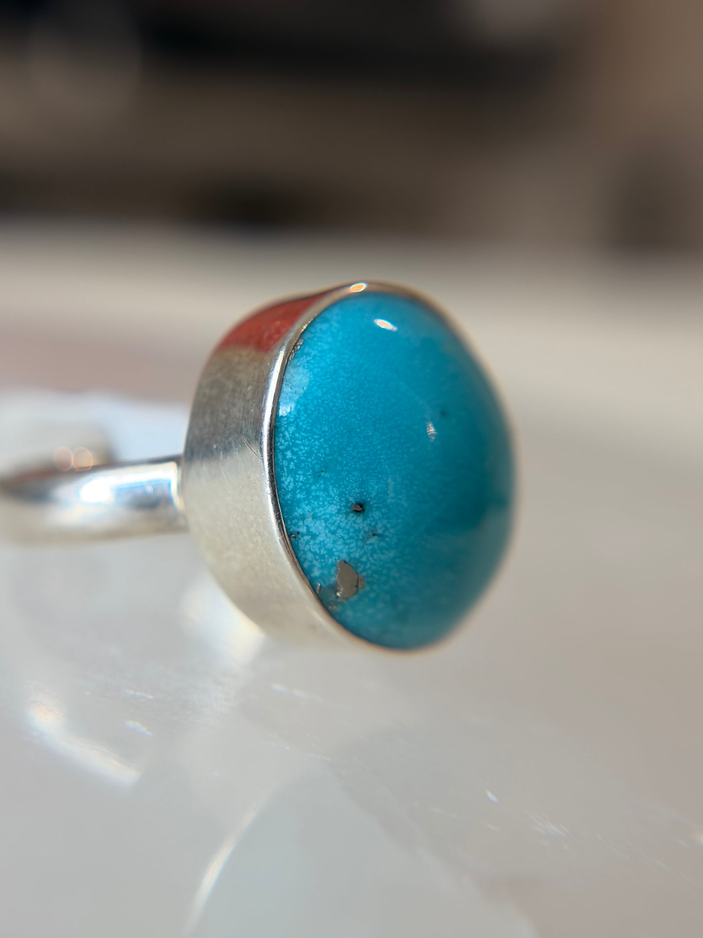 Natural Persian Turquoise Ring Size 9 Sterling Silver