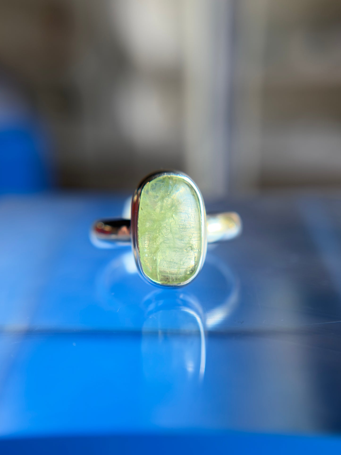 Green Kyanite Ring Size 5 Sterling Silver