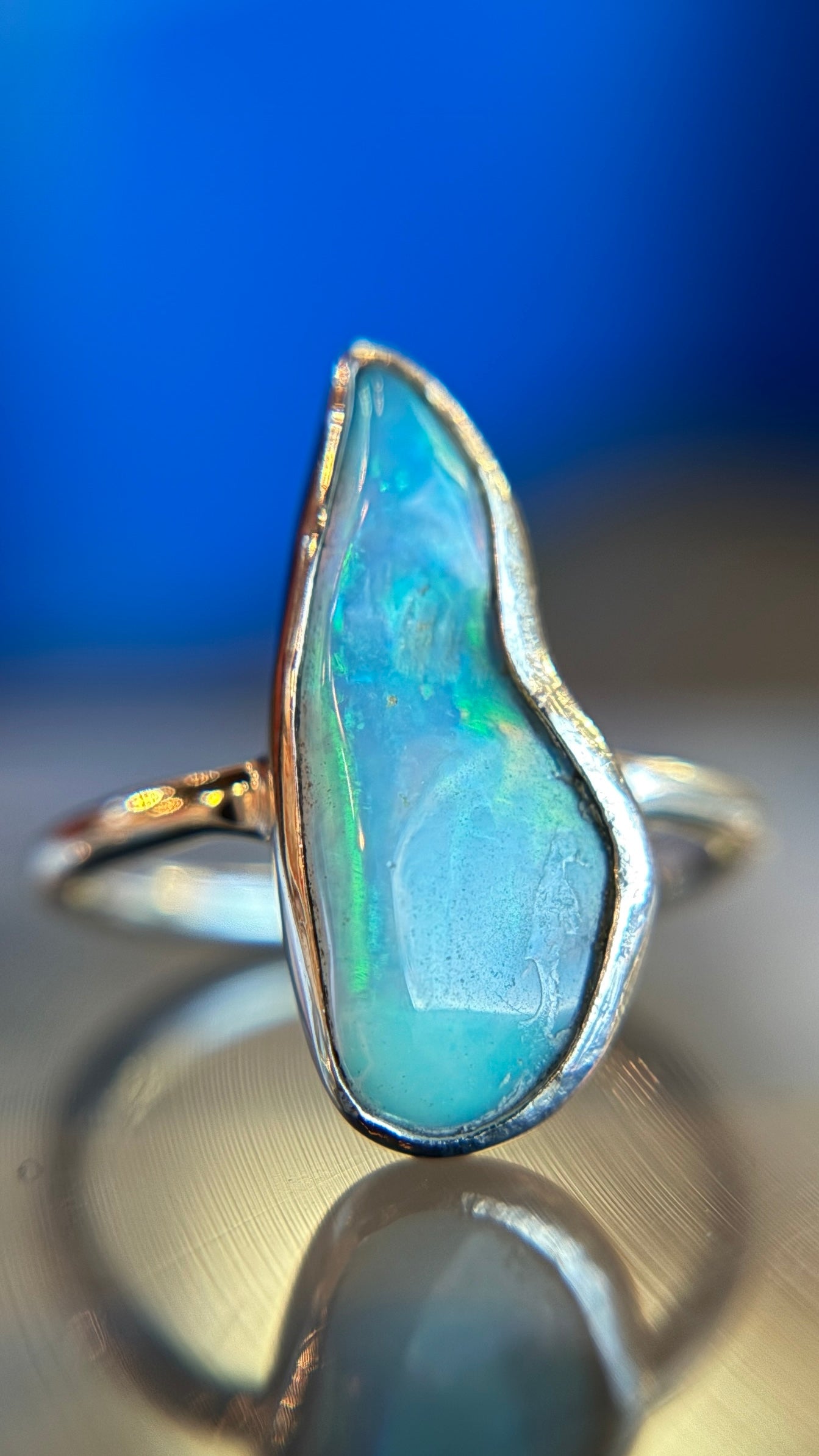 Sterling Silver Natural Opal Ring Size 5