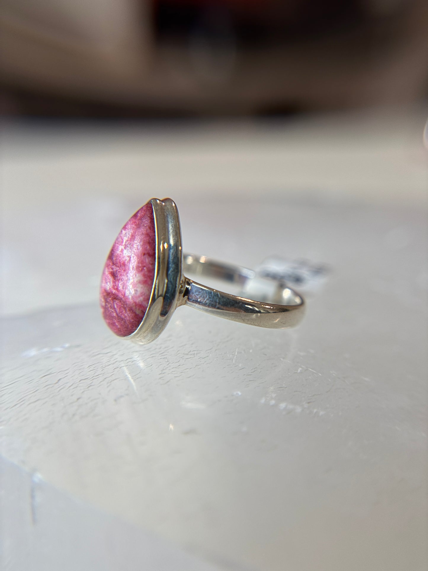 Pink Thulite Ring Size 12 Sterling Silver