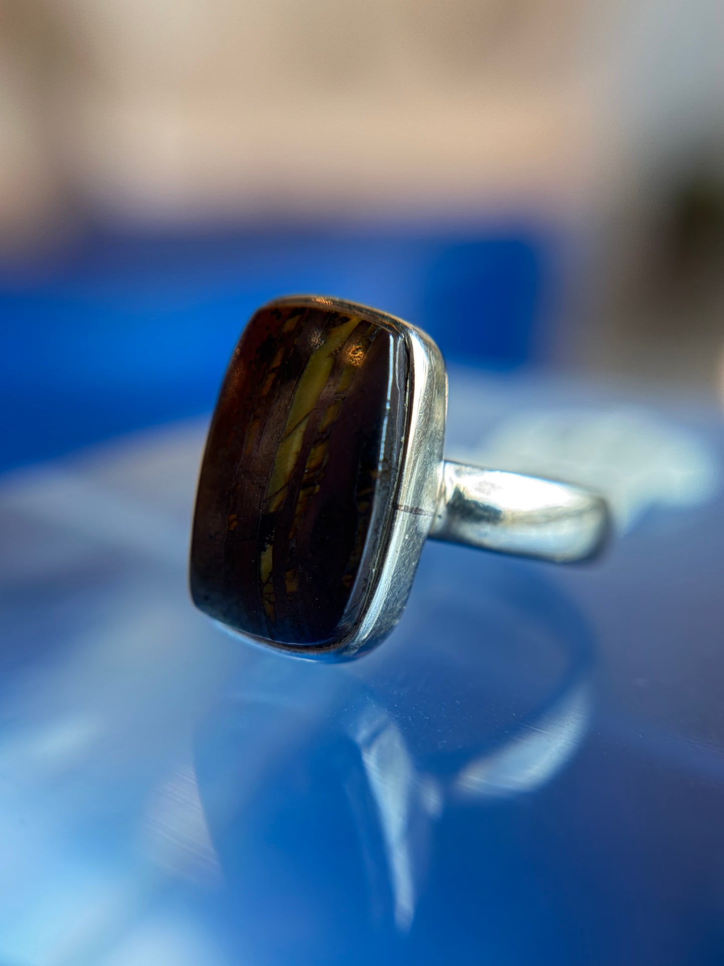 Iron Tiger’s Eye Ring Size 6 Sterling Silver