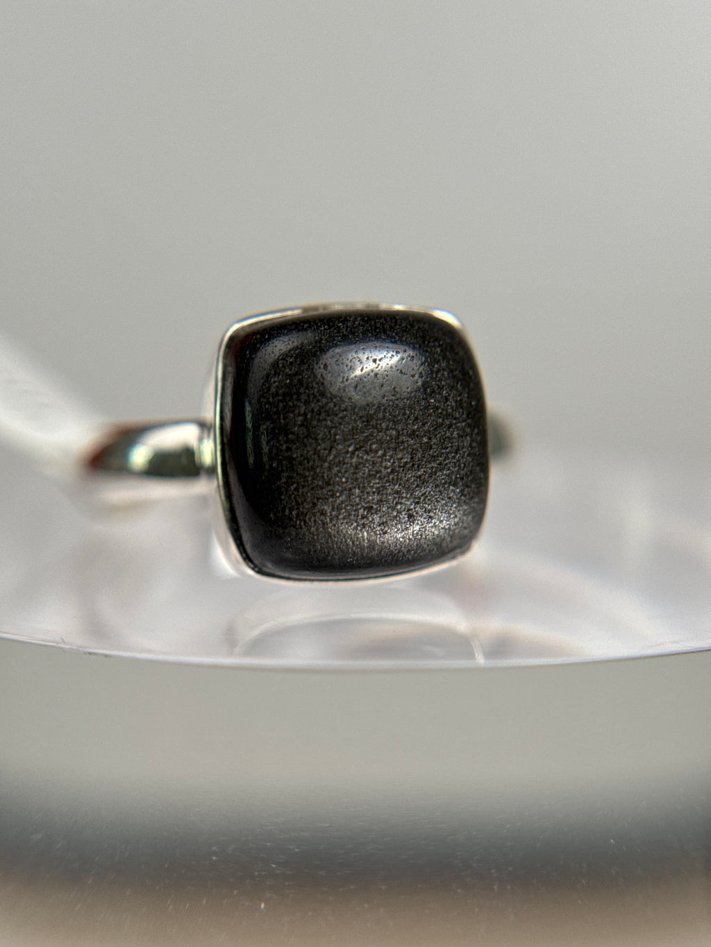 Silver Obsidian Ring Size 8
