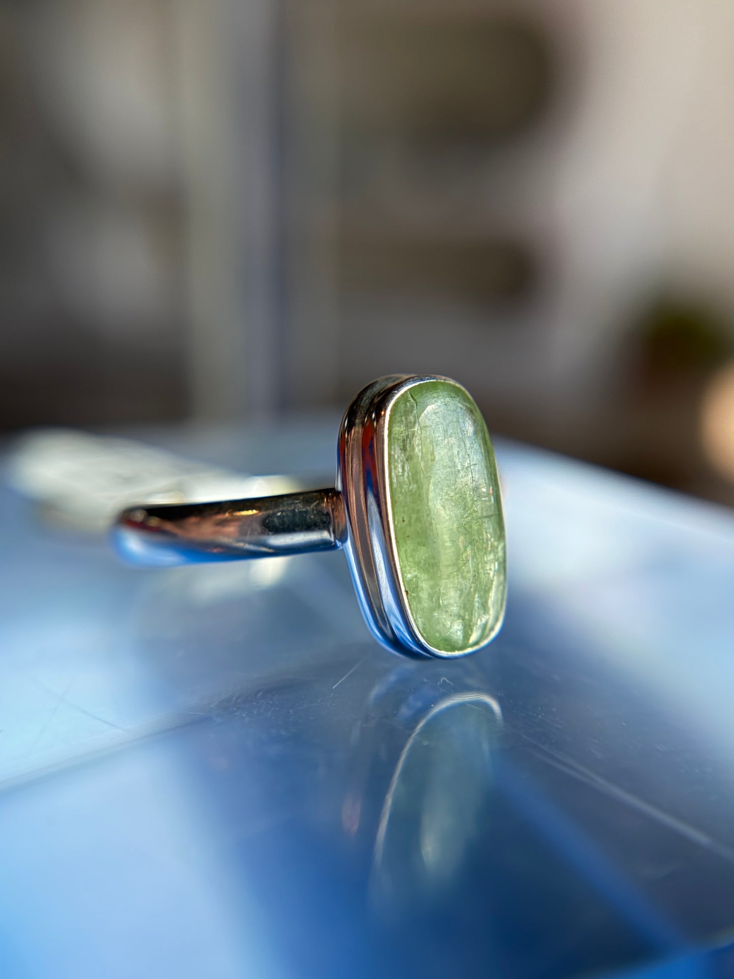 Green Kyanite Ring Size 11 Sterling Silver