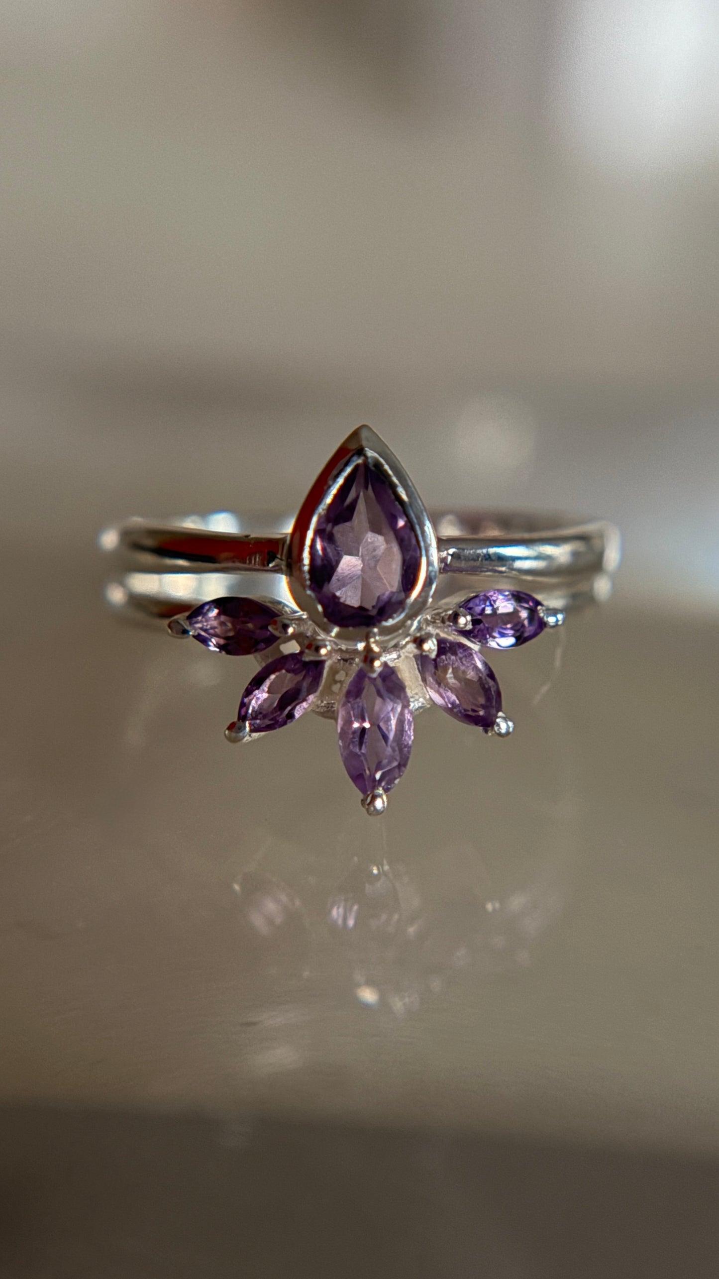 Crown Jewel Amethyst Stackable Ring Size 7