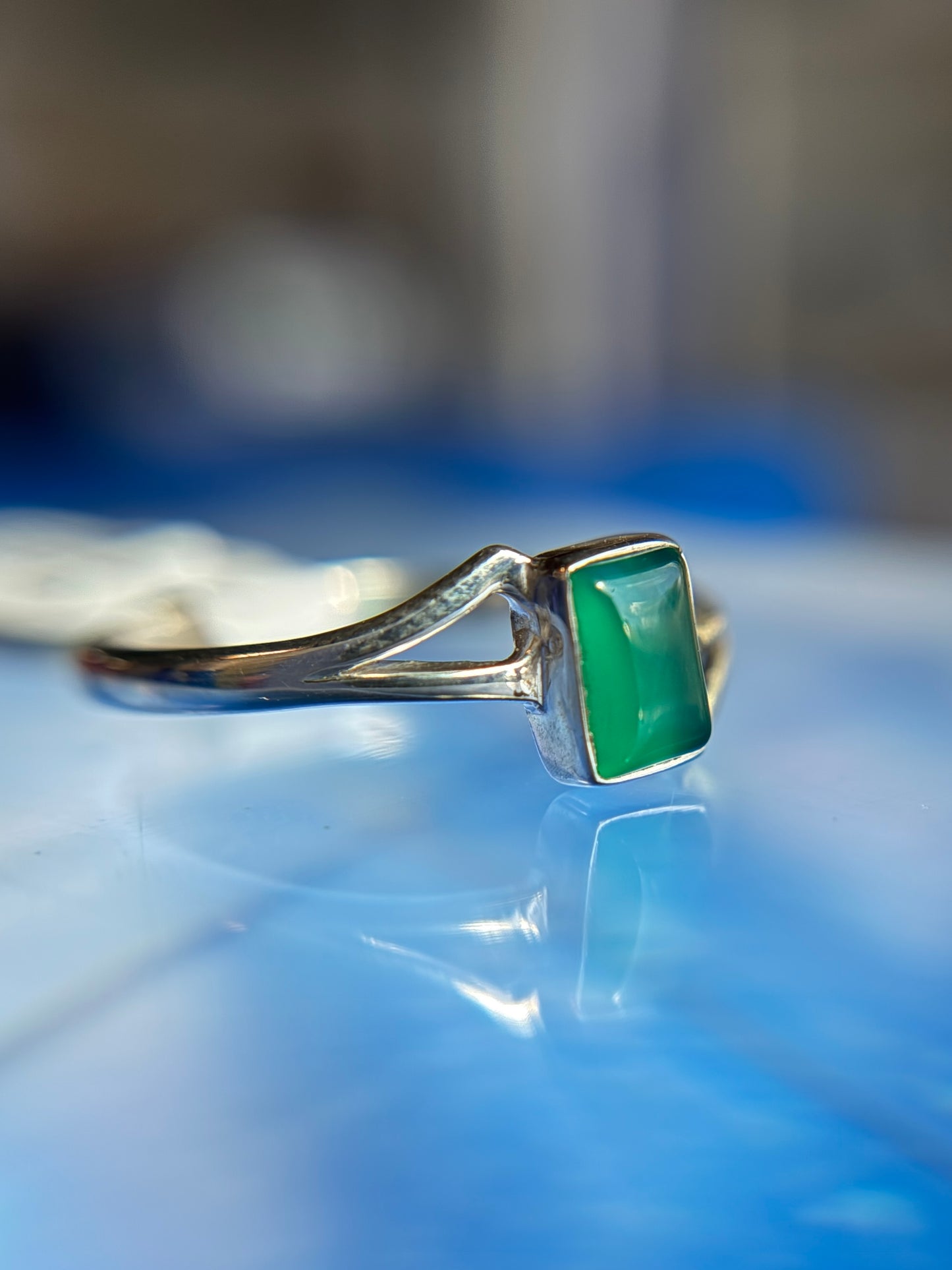 Green Onyx Ring Sterling Silver