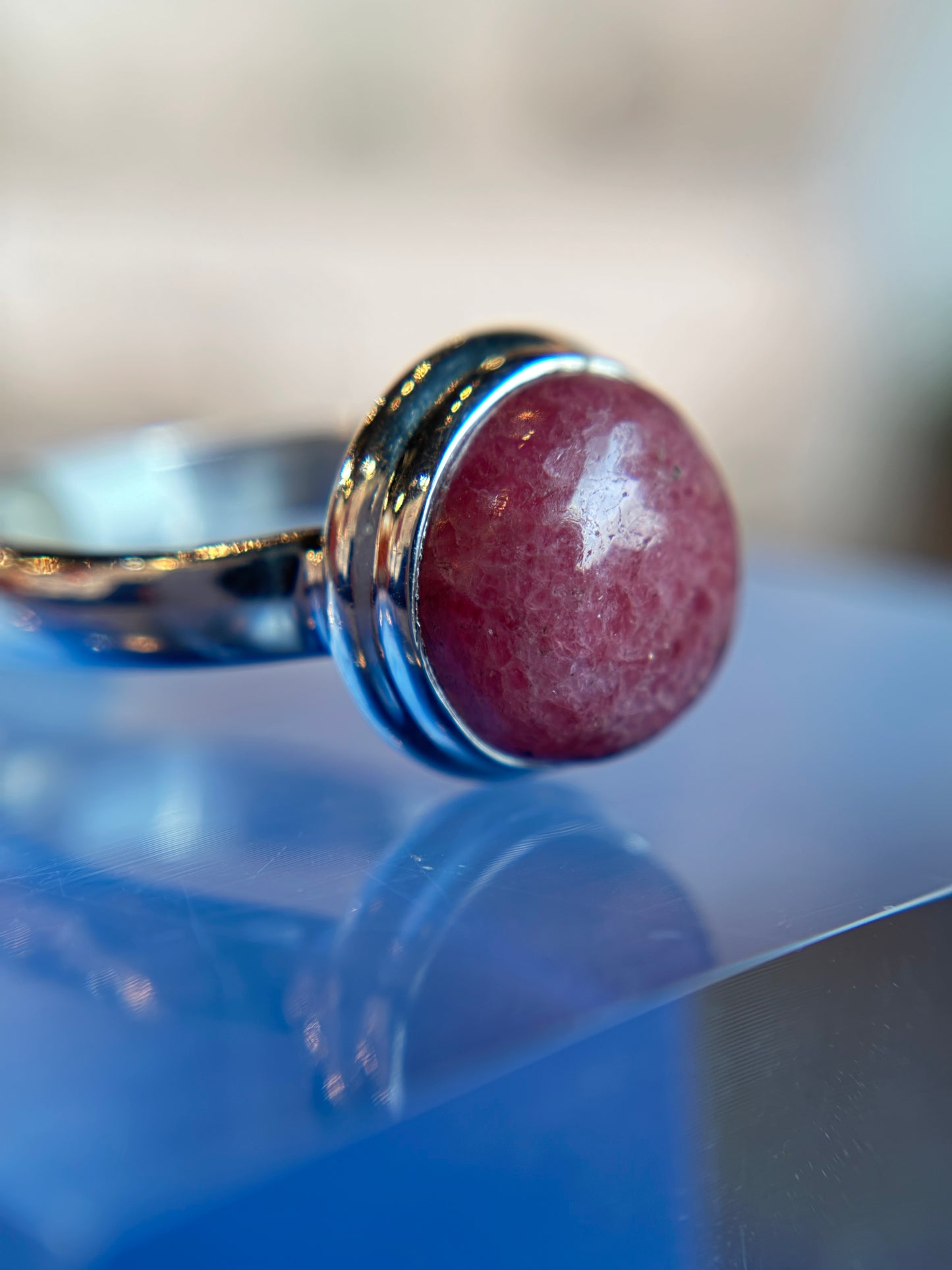 Rhodonite Ring Size 9 Sterling Silver