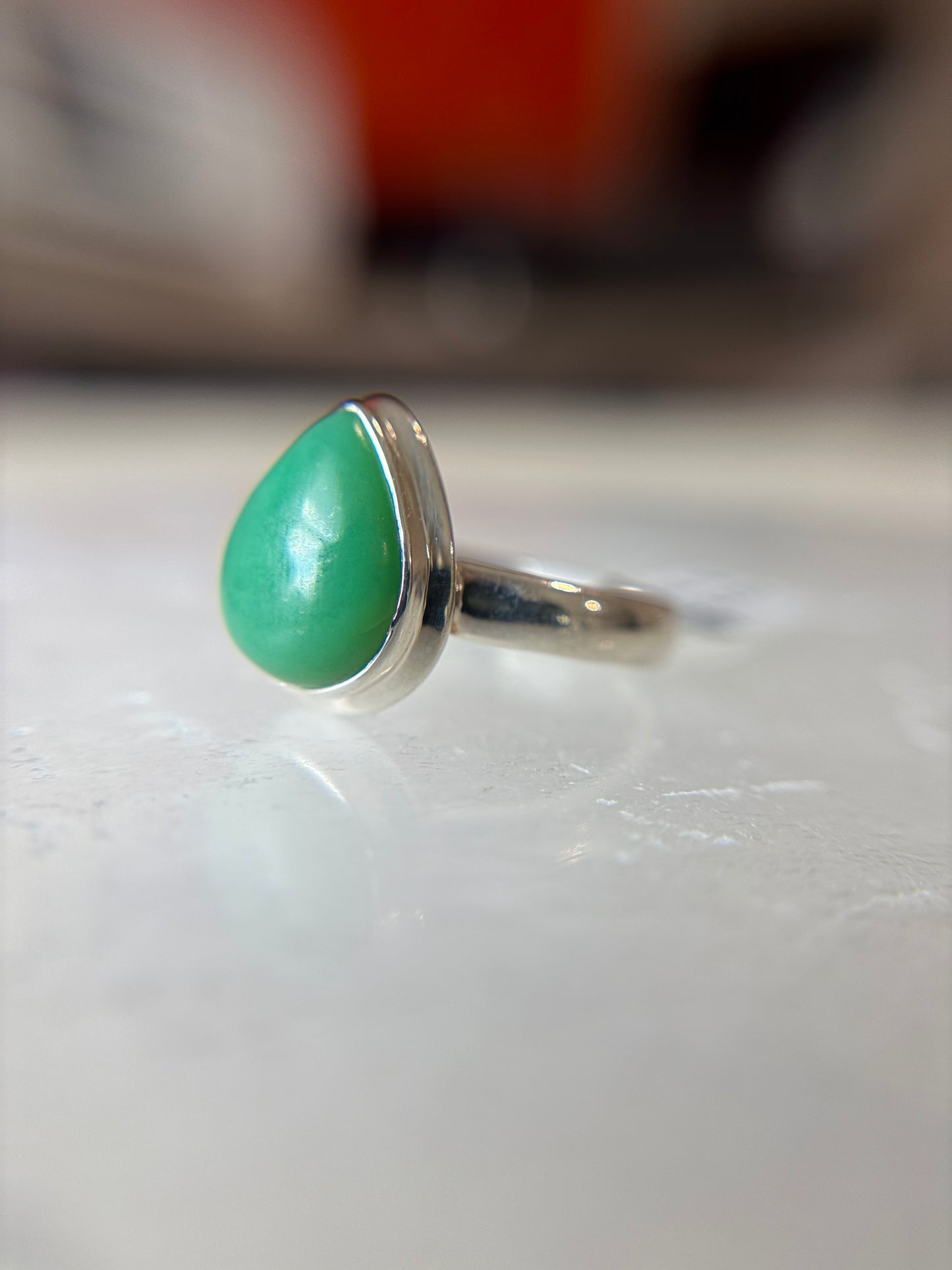 Chrysoprase Ring Size 9 Sterling Silver