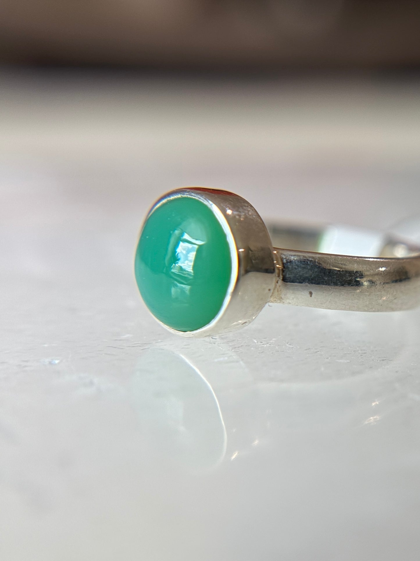 Chrysoprase Ring Size 6 Sterling Silver