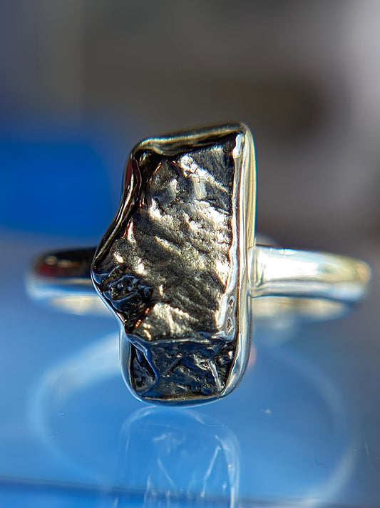 Meteorite Ring Size 8 Sterling Silver
