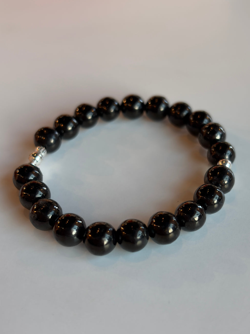 Jet Bracelet 8mm sterling silver