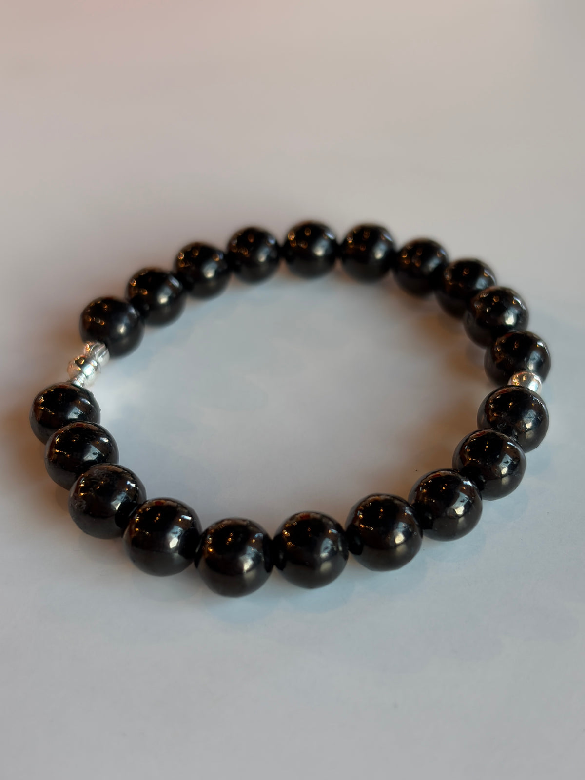 Jet Bracelet 8mm sterling silver
