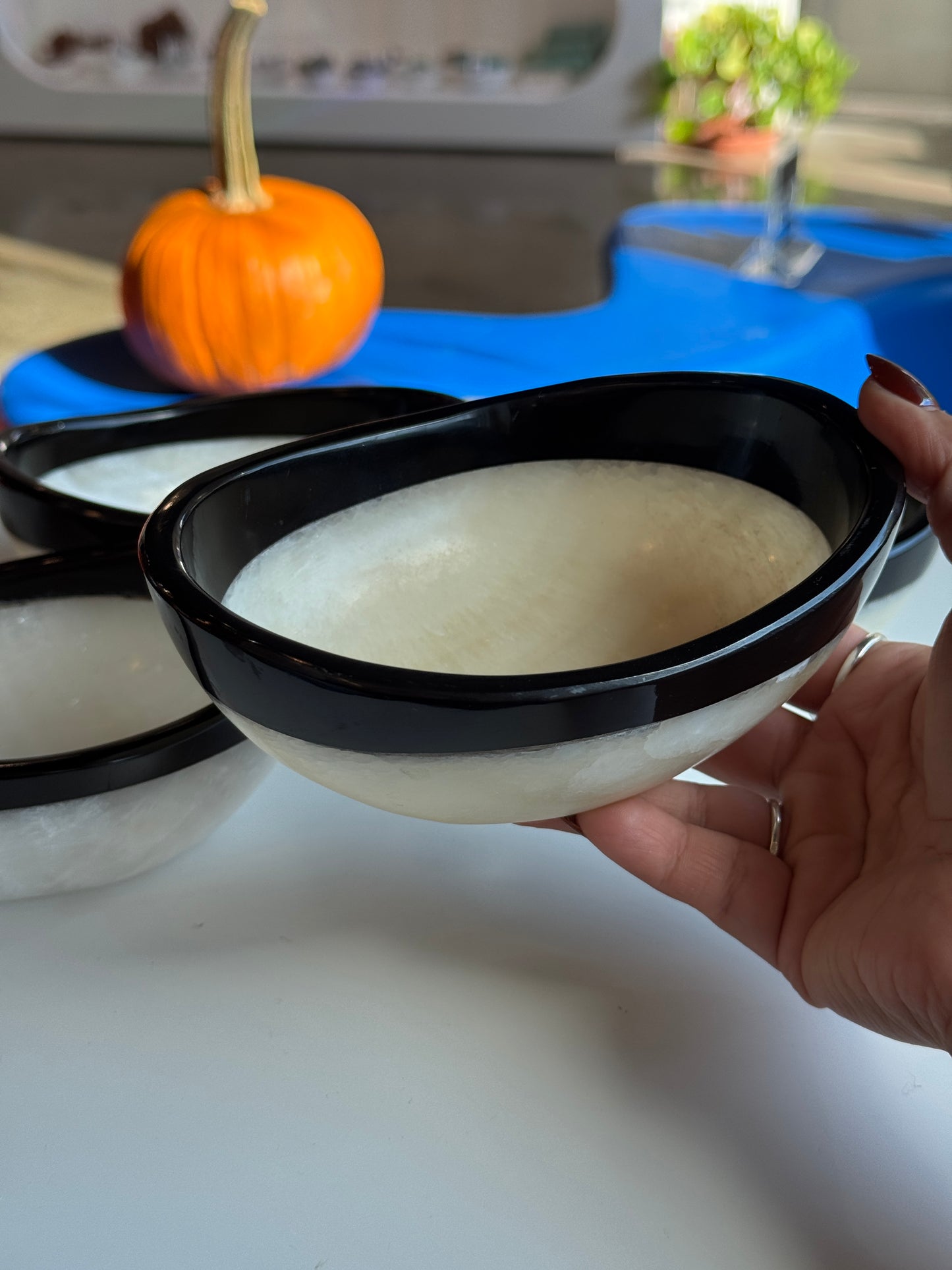 Black Trim White Onyx Bowls