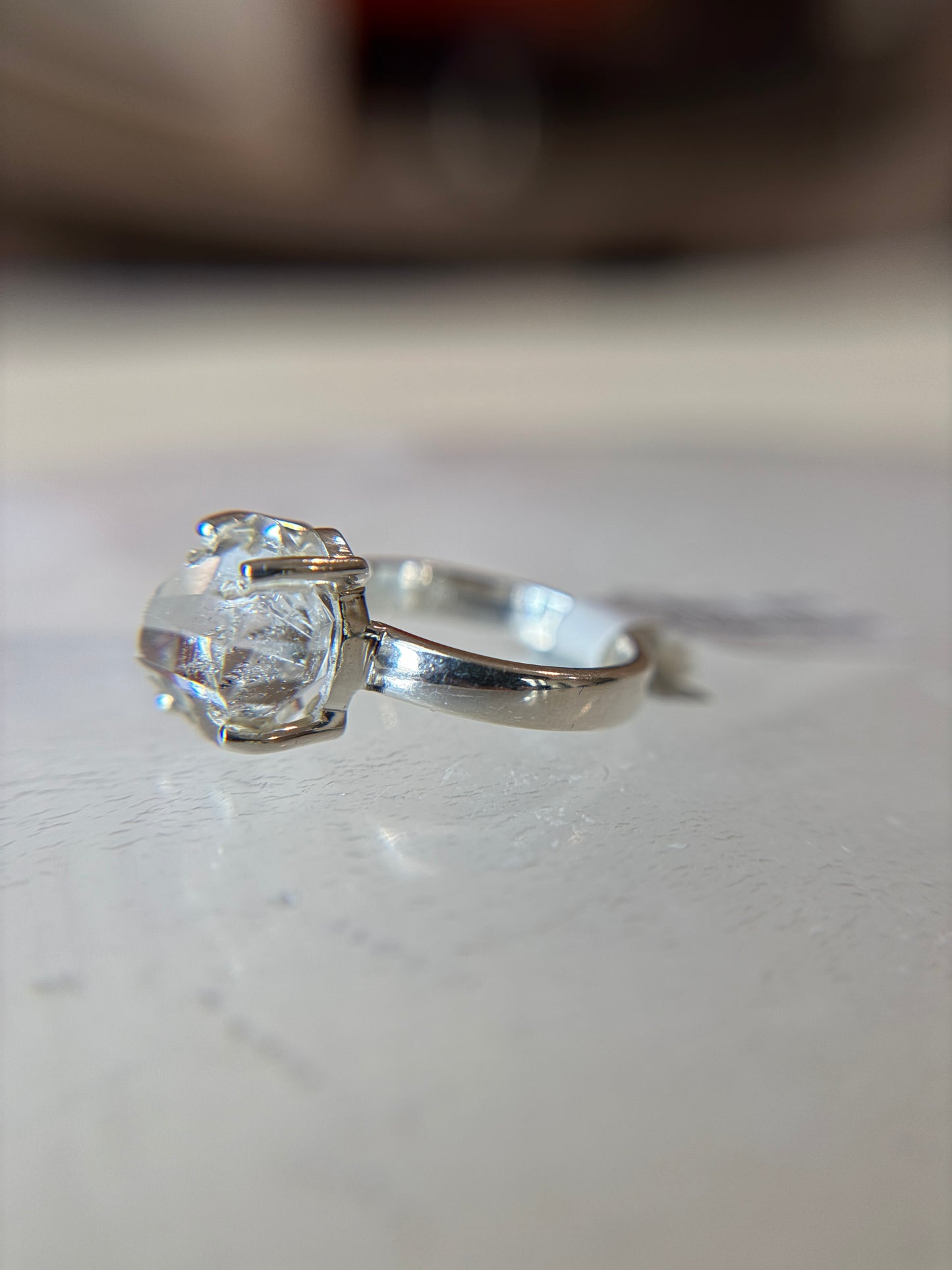 Herkimer Diamond Ring Size 7 Sterling Silver
