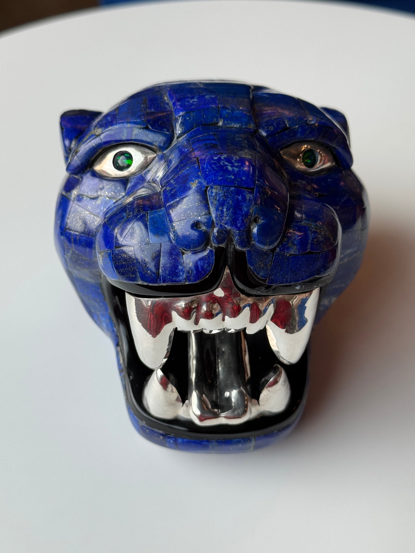 Large Mayan Jaguar Sculpture | Lapis Lazuli Opal and 95% silver accents
