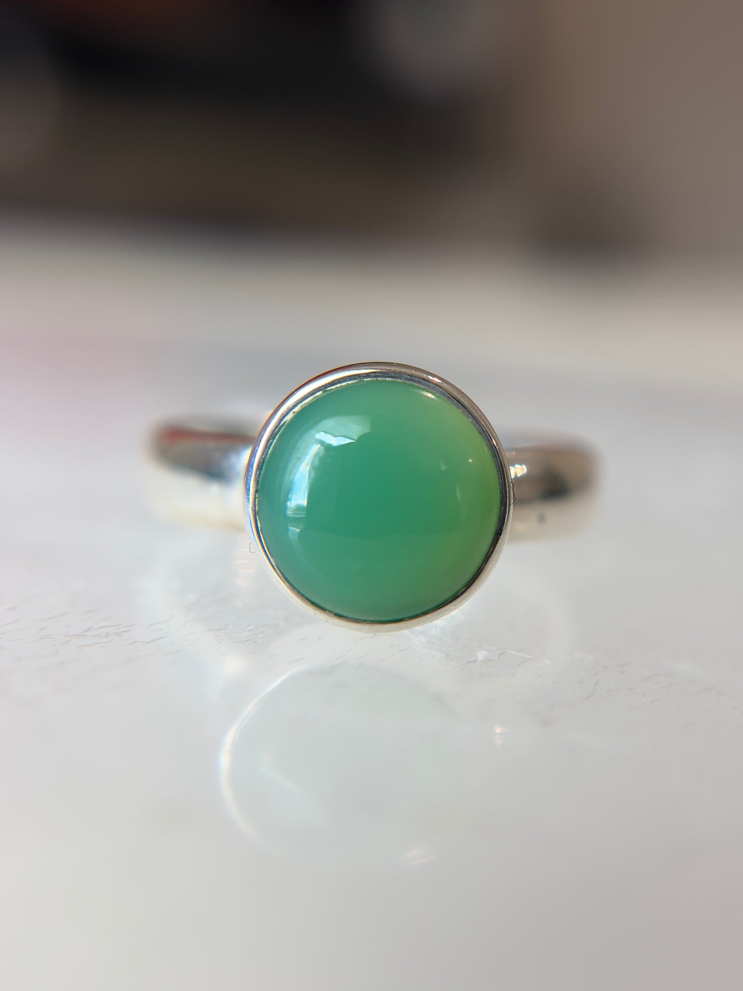 Chrysoprase Ring Size 6 Sterling Silver